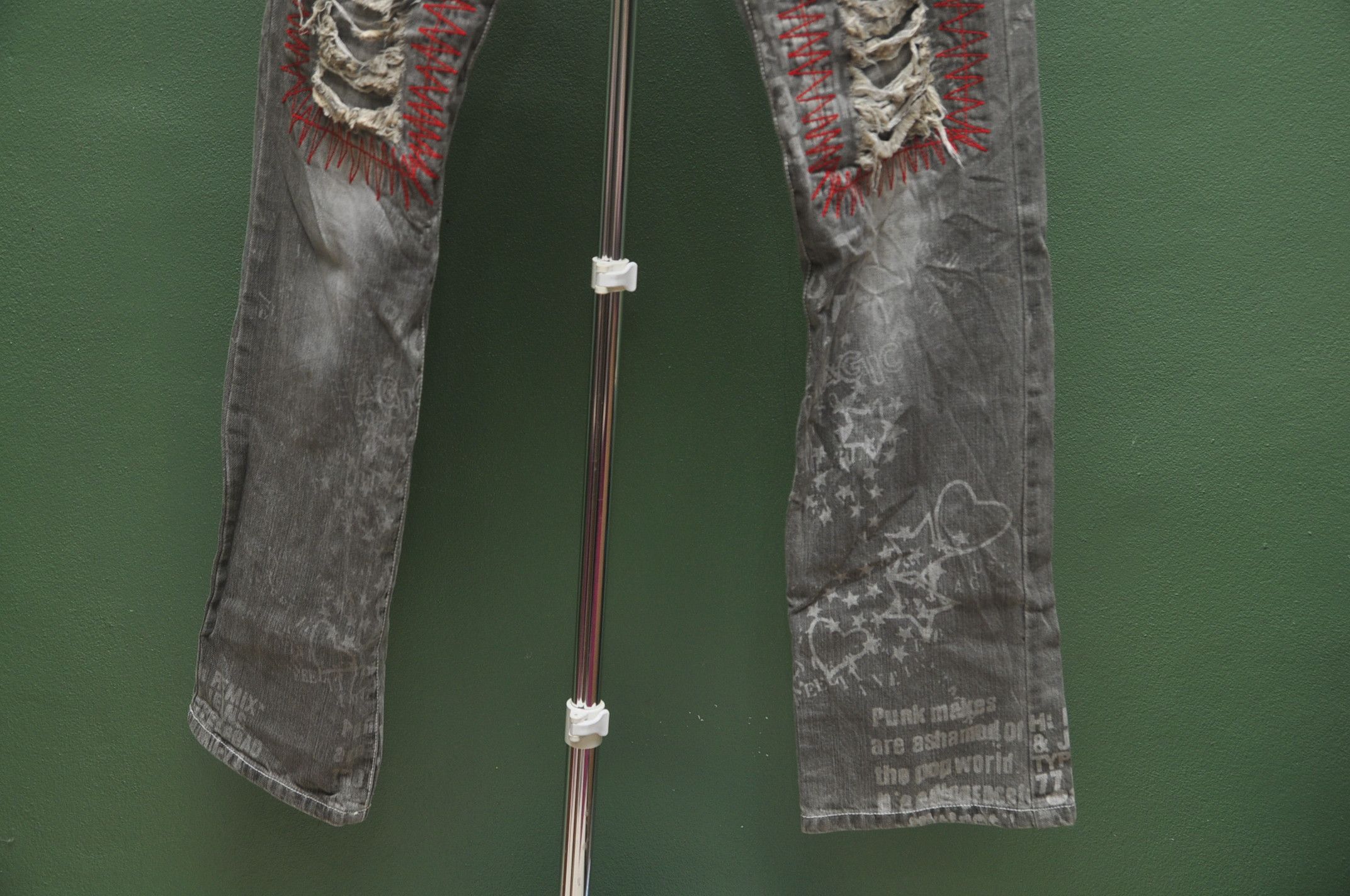 Designer × Japanese Brand Punk Design Distressed Denim Jeans Travis Scott Style Size US 32 / EU 48 - 4 Thumbnail