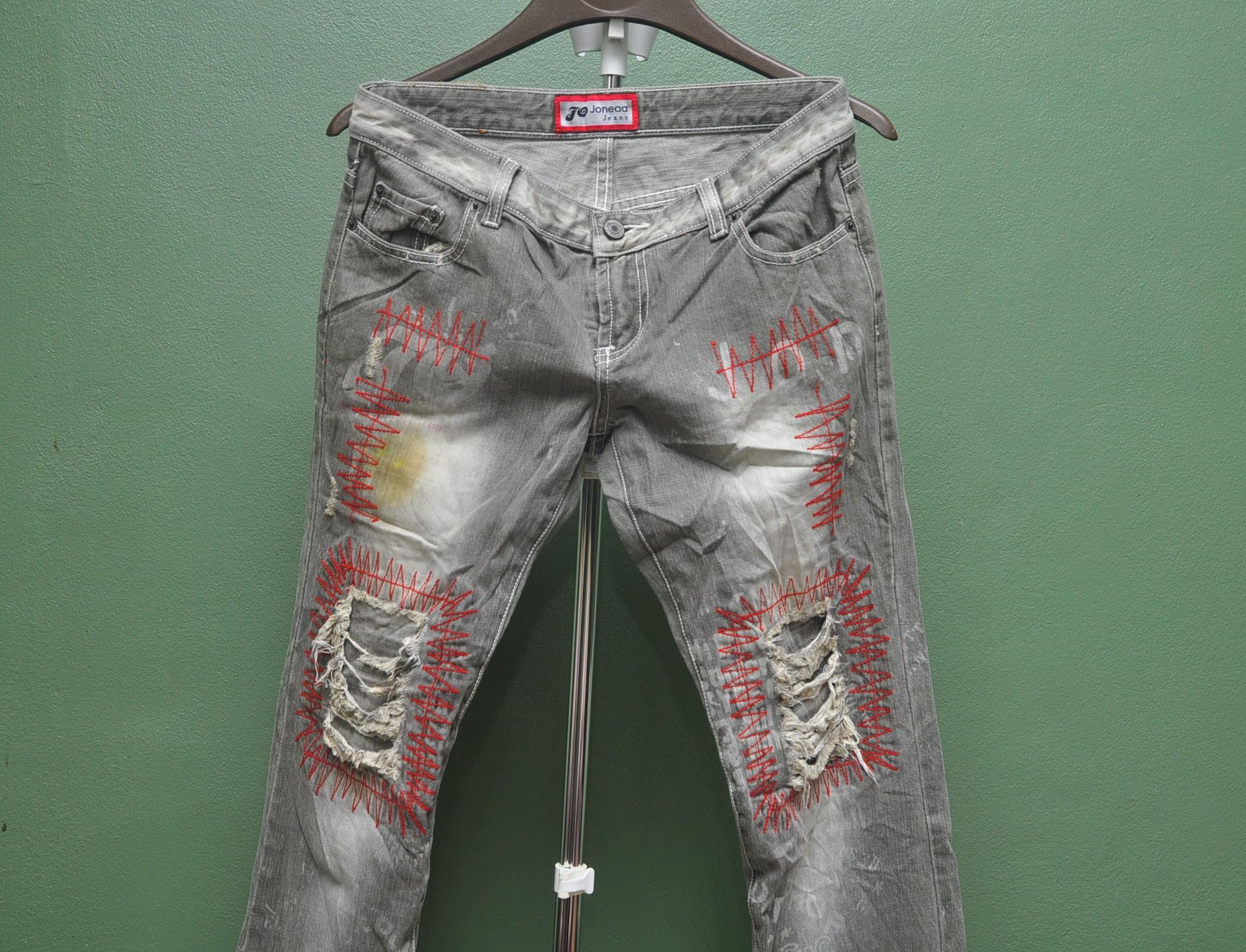 Designer × Japanese Brand Punk Design Distressed Denim Jeans Travis Scott Style Size US 32 / EU 48 - 3 Thumbnail