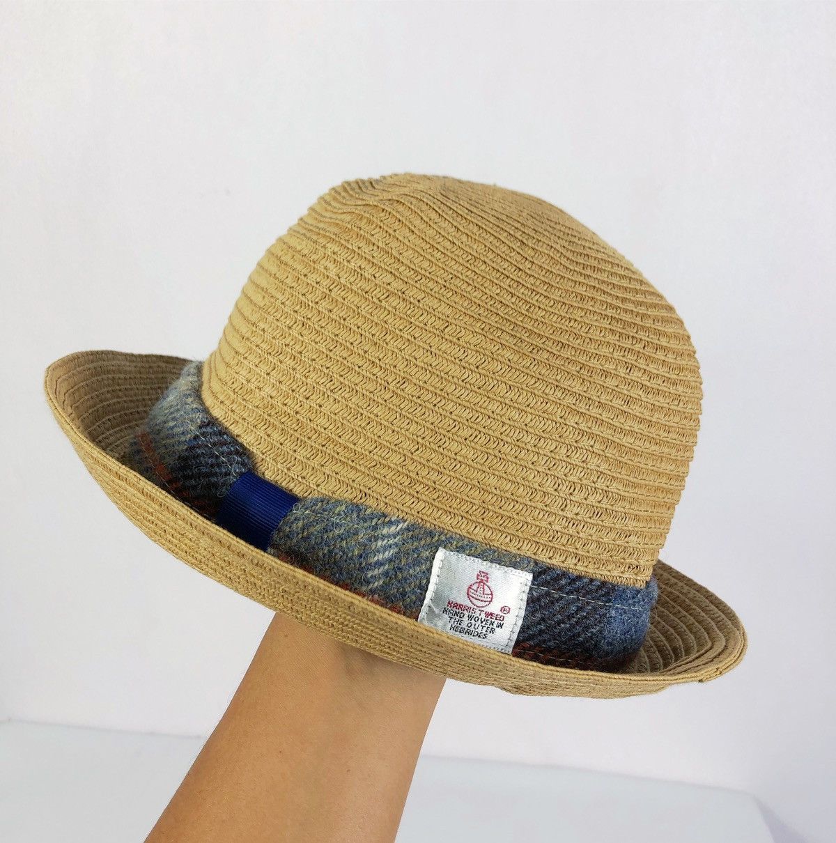 Harris Tweed × Japanese Brand × Vintage Rare Vintage Closshi Japan X Harris Tweed Straw Hat Size ONE SIZE - 6 Thumbnail