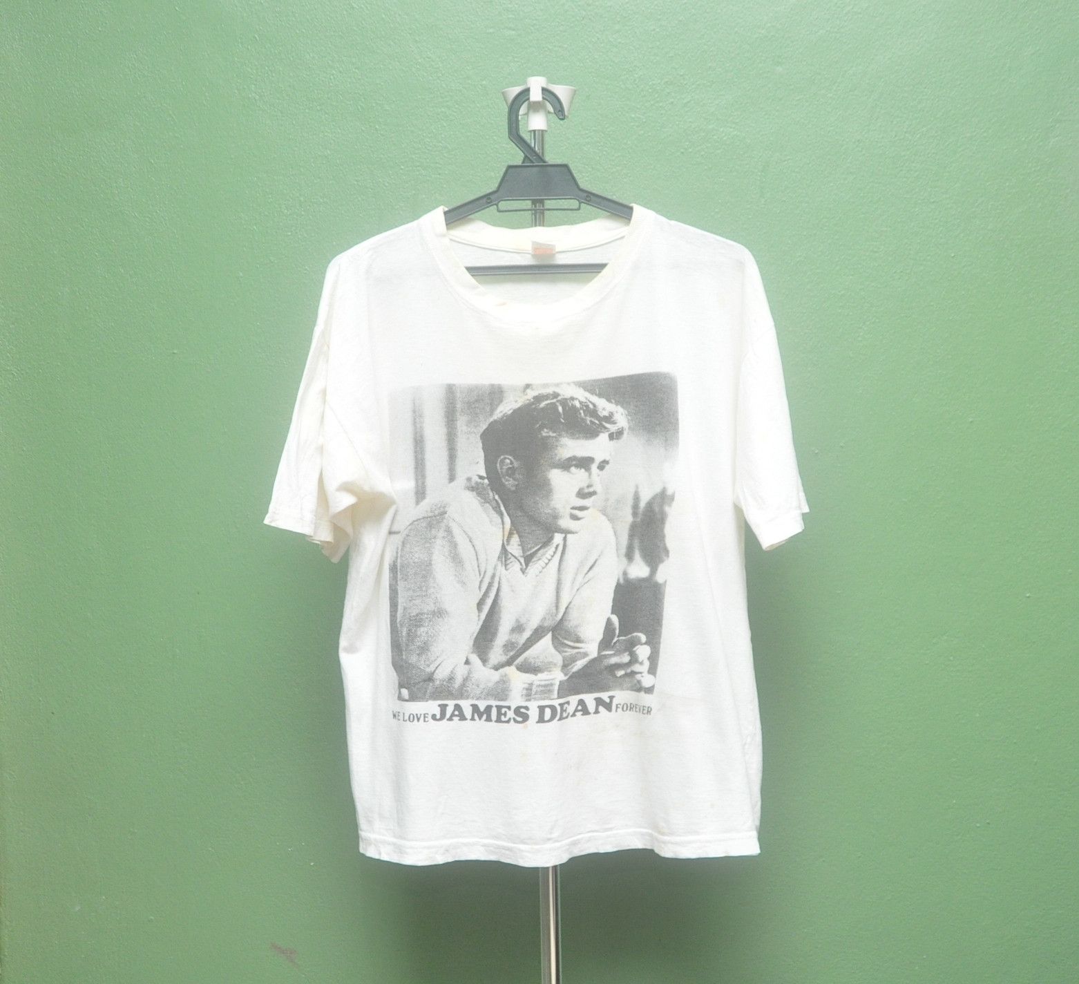 image of Band Tees x Vintage James Dean We Love James Dean Shirt in White, Men's (Size Medium)