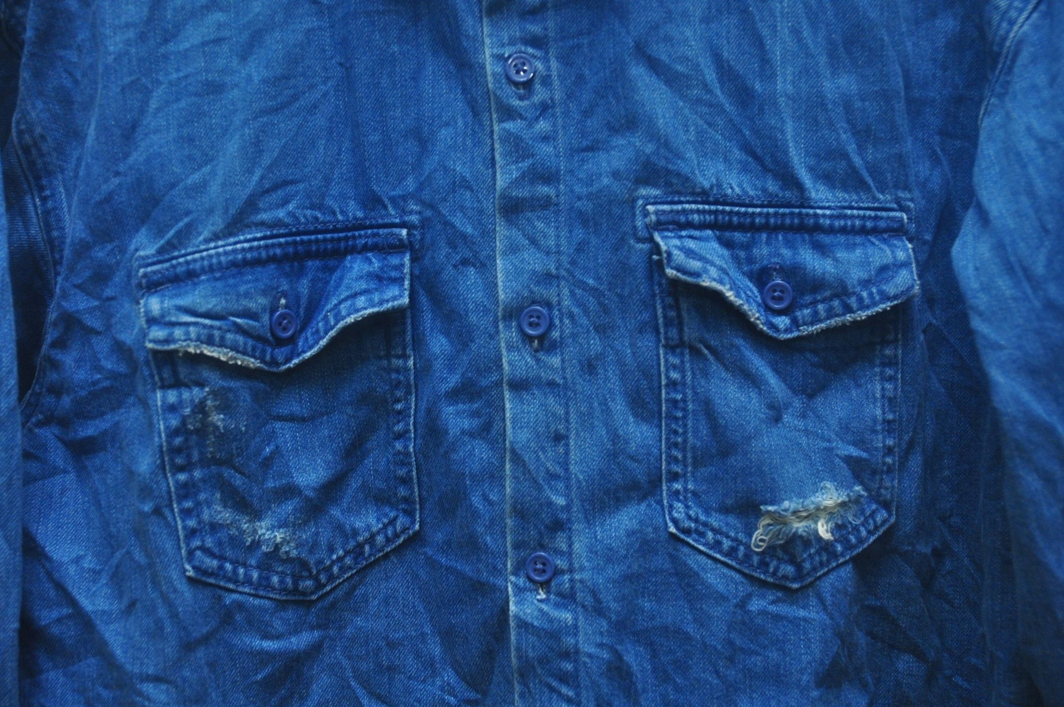 Designer Emoda Punk Distressed Long Sleeve Denim Shirt L Size Size US L / EU 52-54 / 3 - 4 Thumbnail