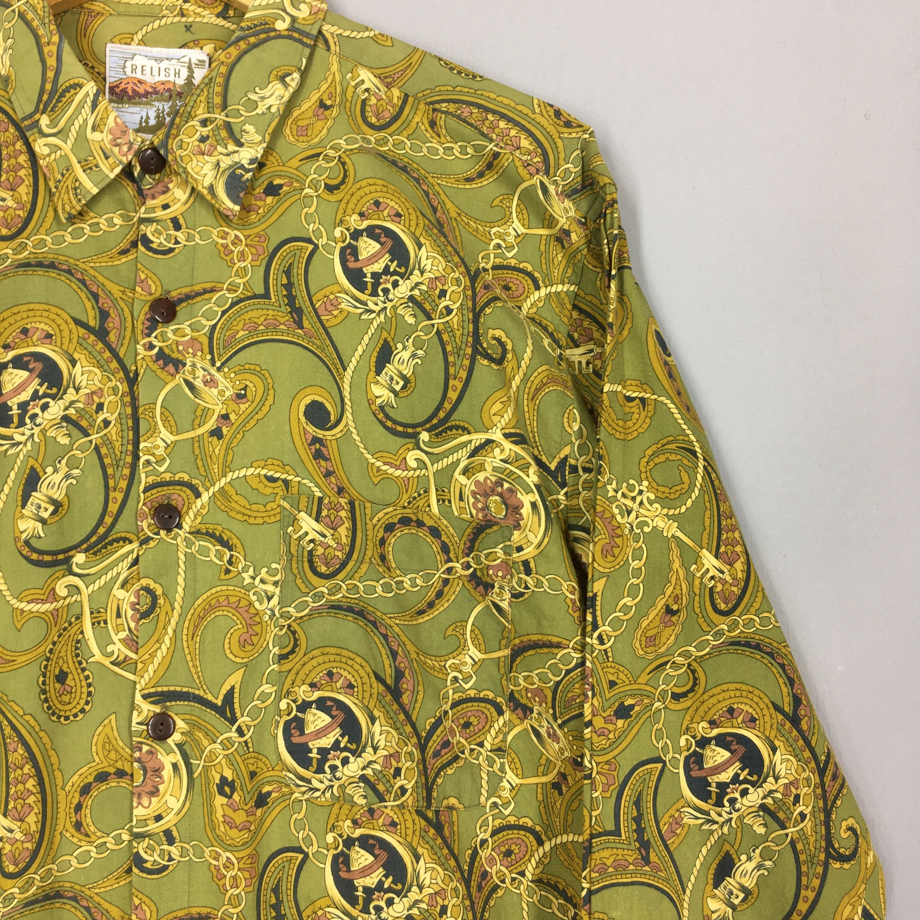 Japanese Brand × Vintage Vintage Novelty Baroque Gold Chain Shirt Size L Size US L / EU 52-54 / 3 - 2 Thumbnail