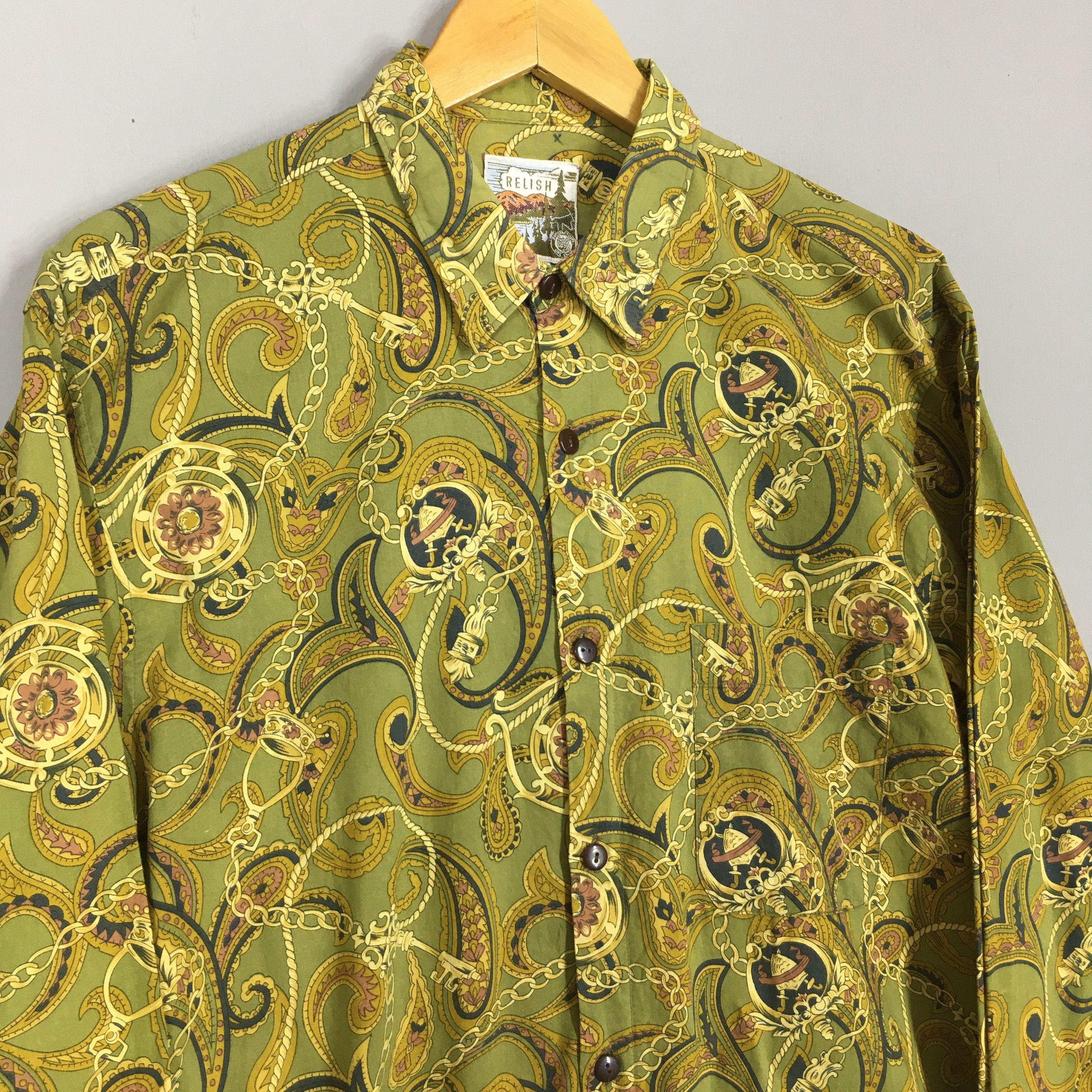 Japanese Brand × Vintage Vintage Novelty Baroque Gold Chain Shirt Size L Size US L / EU 52-54 / 3 - 3 Thumbnail