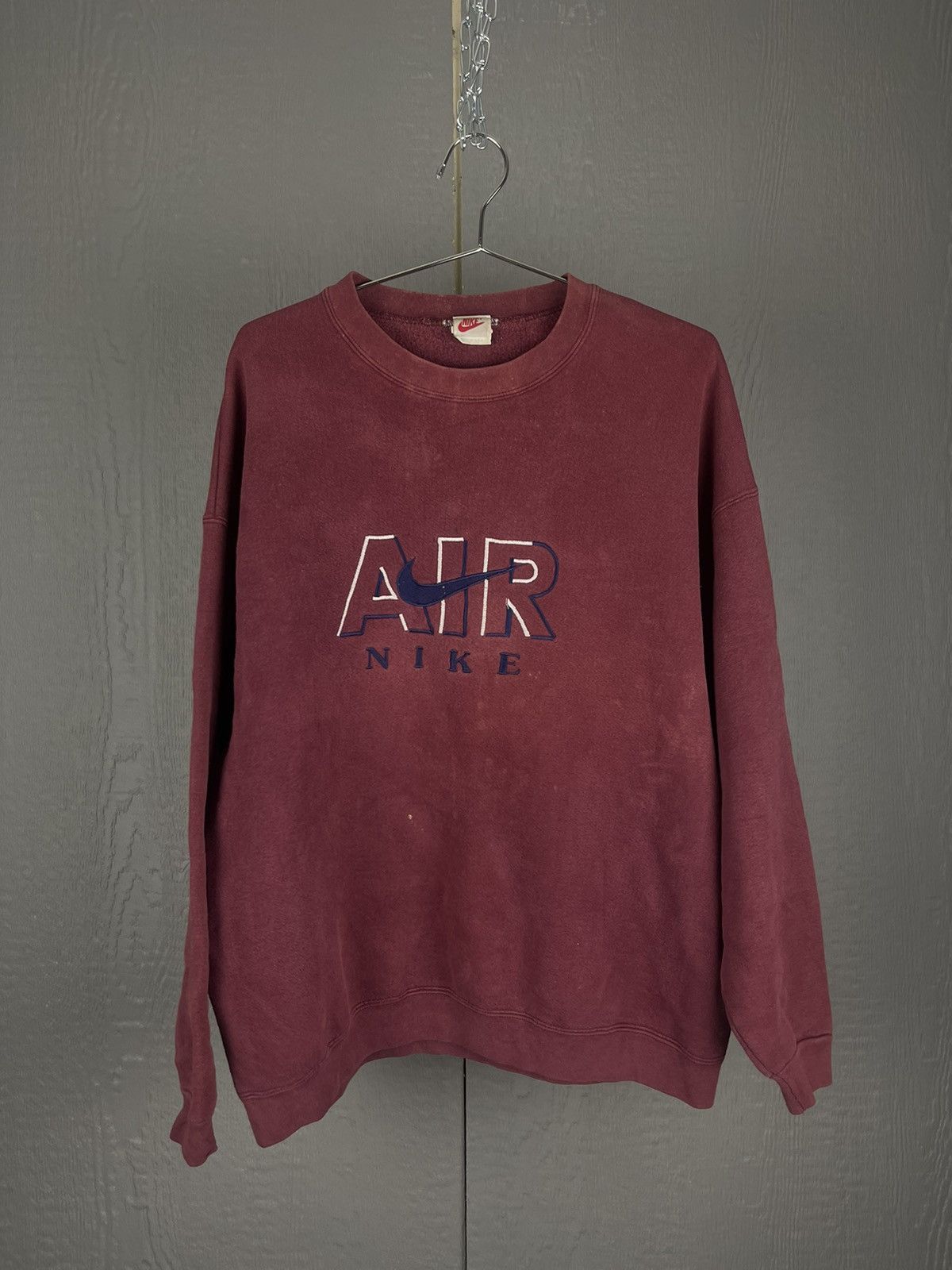 Vintage 90 Burgundy Nike Air Embroidered Crewneck Sweatshirt