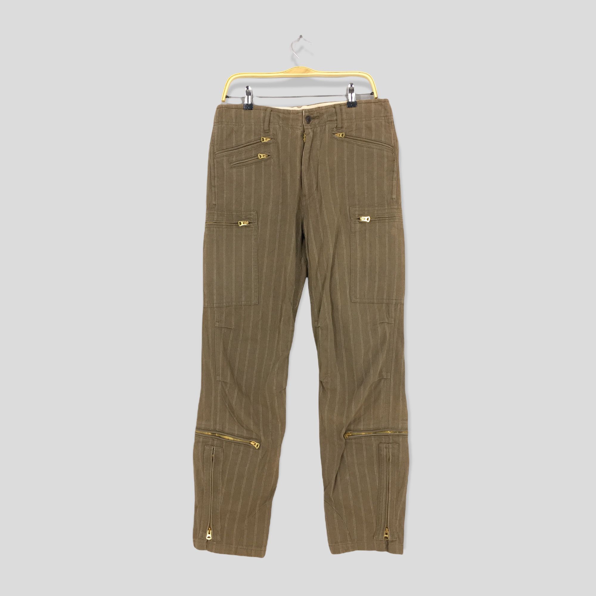 image of Size 32X31 Chevignon Cargo Pants Techwear Stripes Military in Brown, Men's