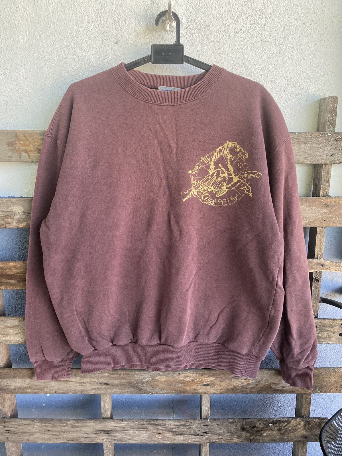 image of Kenzo Sun Faded Crewneck Sweatshirt in Maroon, Men's (Size Large)