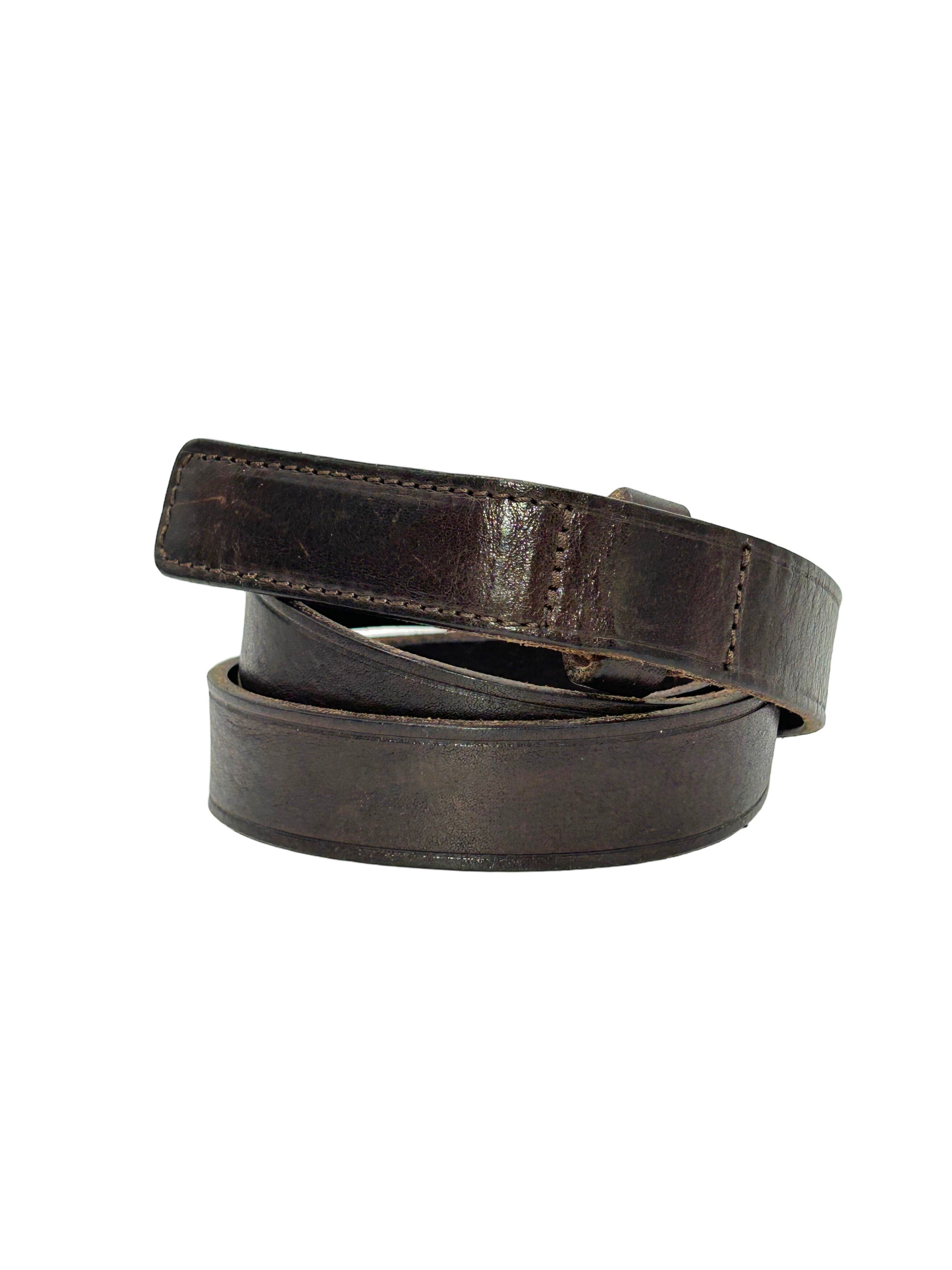 Pre-owned Maison Margiela Hidden Clasp 2.5cm Leather Belt In Brown