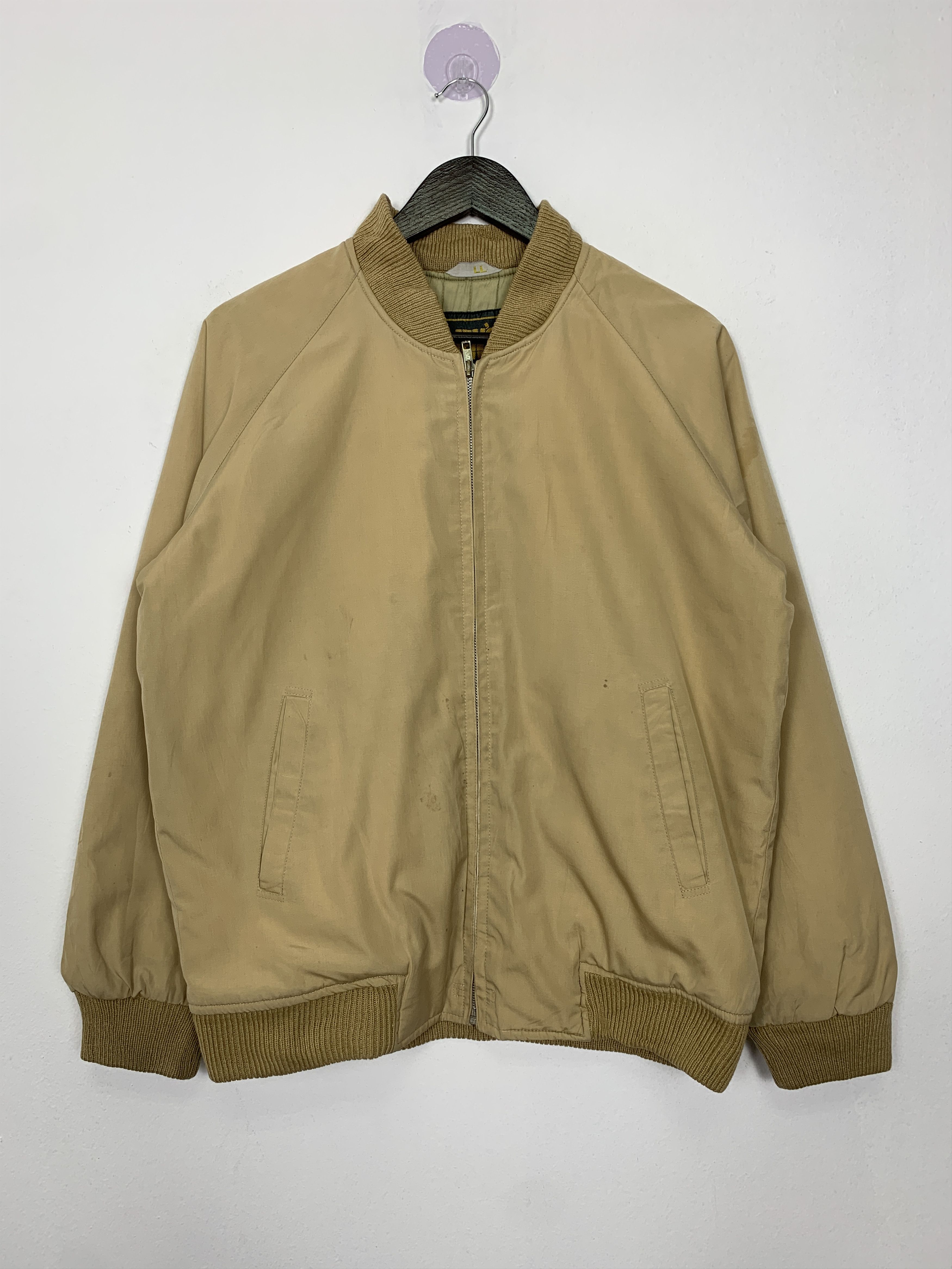 image of Vintage Mens Khaki Zip Up Bombers Jacket (Size Medium)