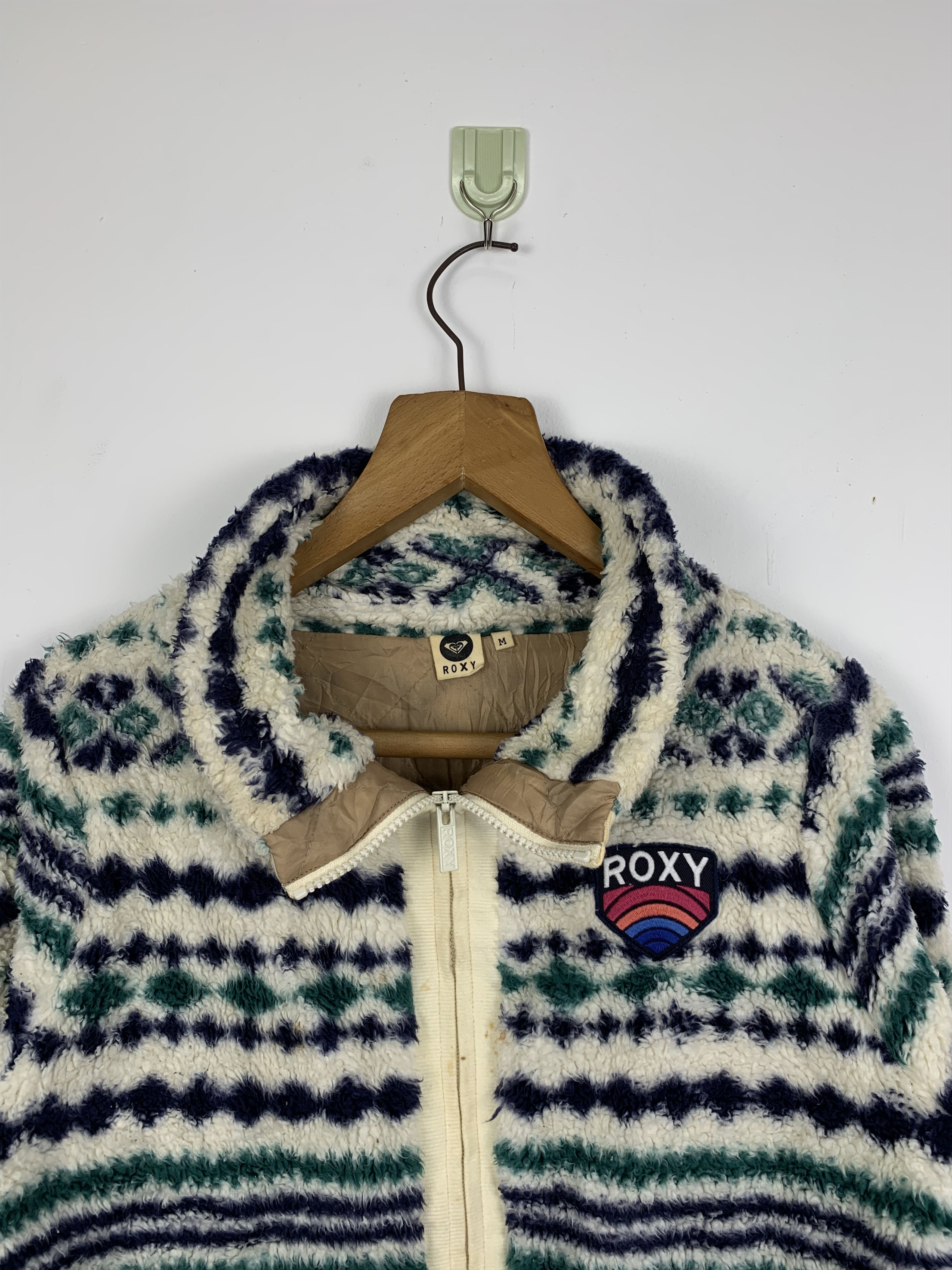 Quiksilver ROXY Sherpa Zip Up Aztec Navajo Native Pattern Jacket Size M / US 6-8 / IT 42-44 - 2 Thumbnail
