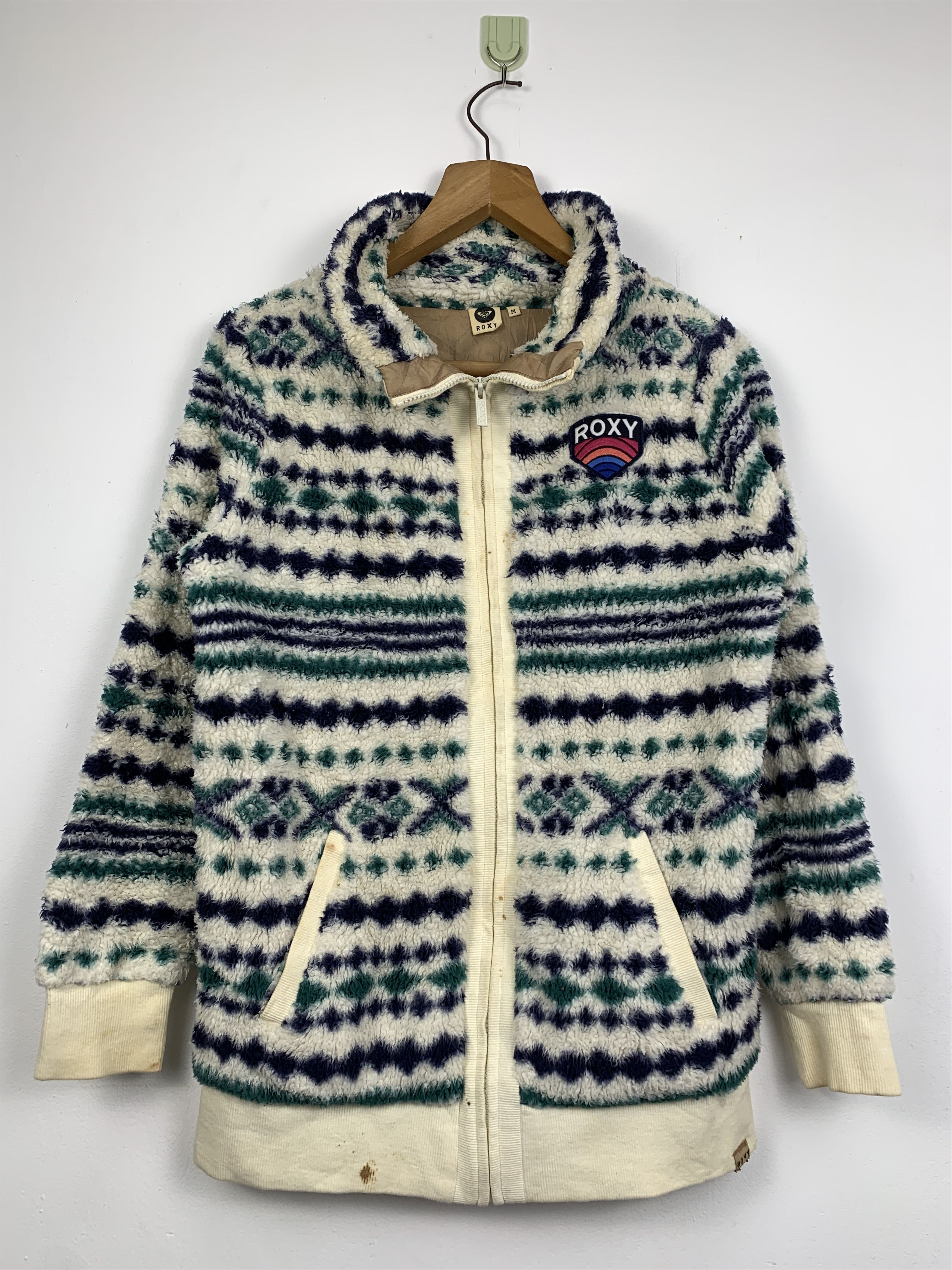 Quiksilver ROXY Sherpa Zip Up Aztec Navajo Native Pattern Jacket Size M / US 6-8 / IT 42-44 - 1 Thumbnail