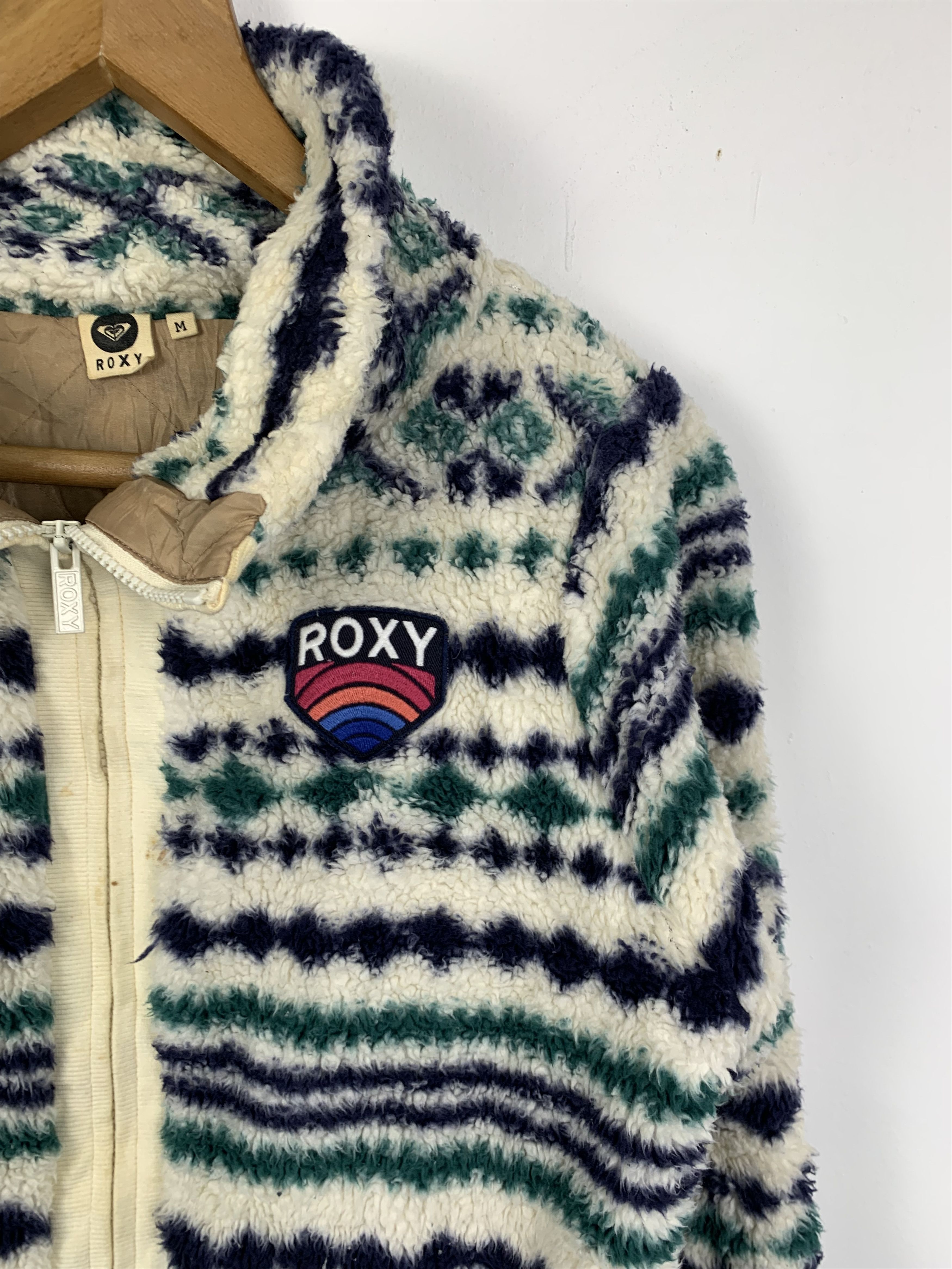 Quiksilver ROXY Sherpa Zip Up Aztec Navajo Native Pattern Jacket Size M / US 6-8 / IT 42-44 - 7 Thumbnail
