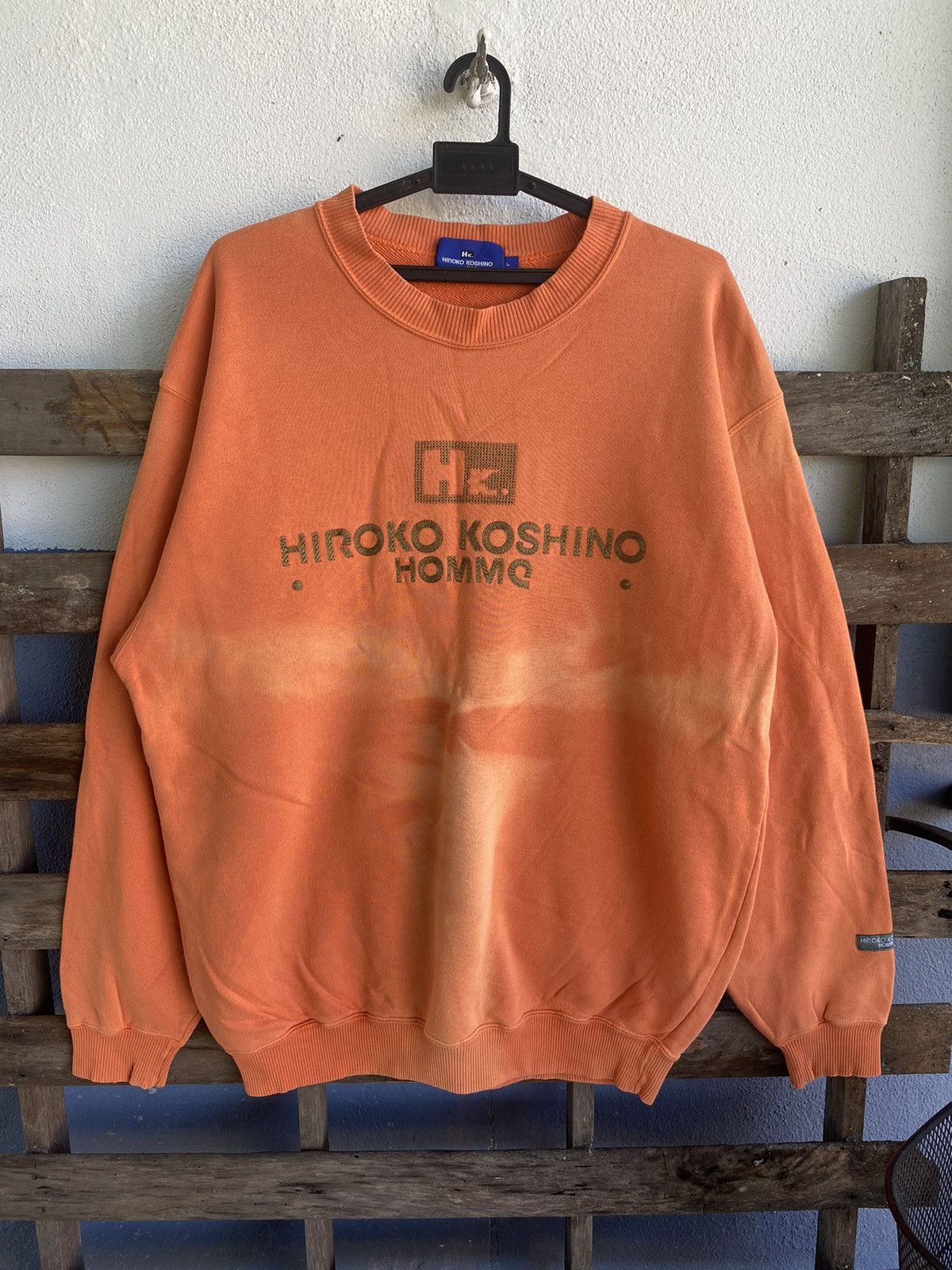 image of Hiroko Koshino Homme Crewneck Faded Sweatshirt in Orange, Men's (Size Large)