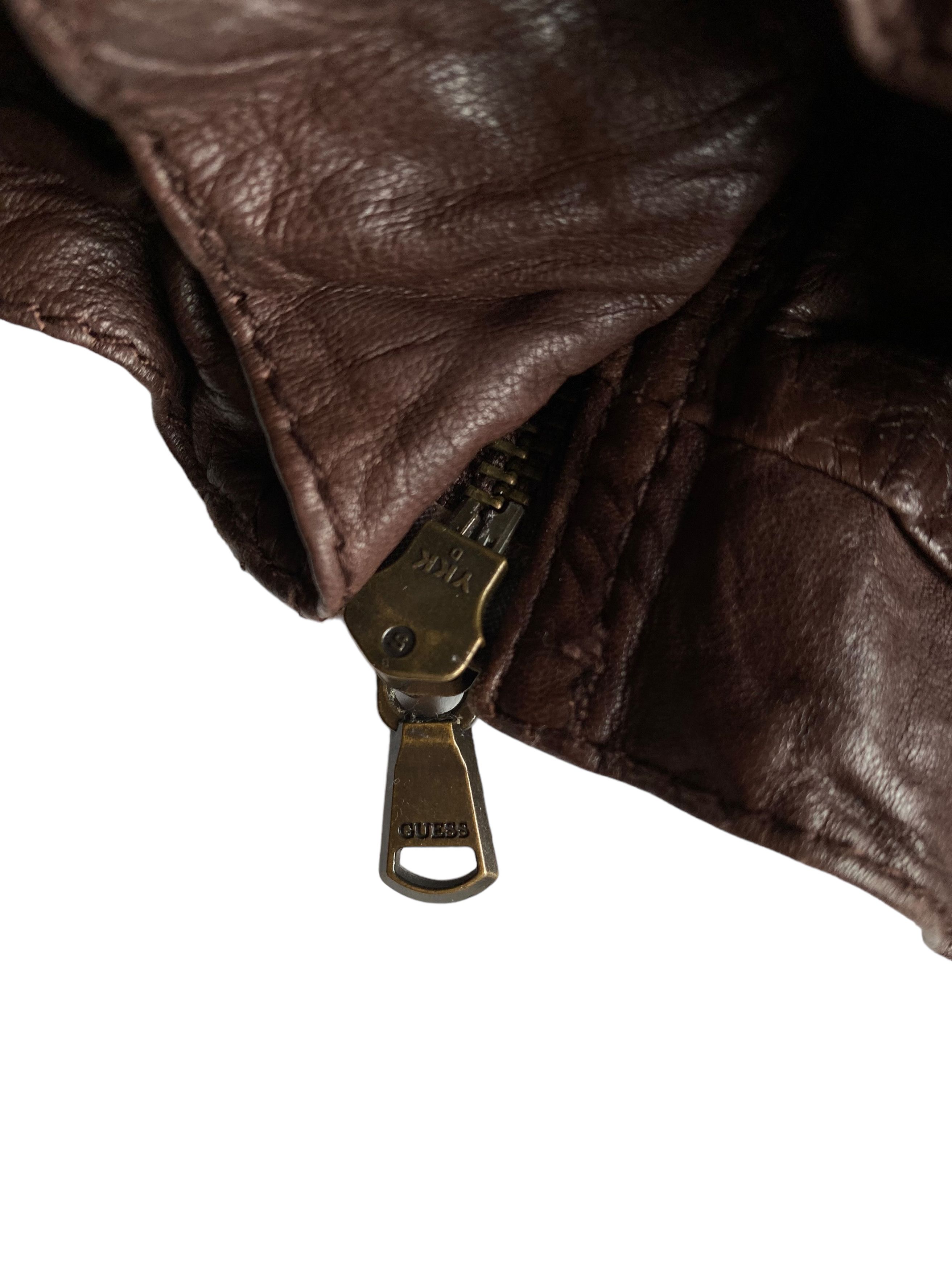 Guess GUESS Brown Leather Biker Moto Jacket (XS) Size XS / US 0-2 / IT 36-38 - 7 Thumbnail