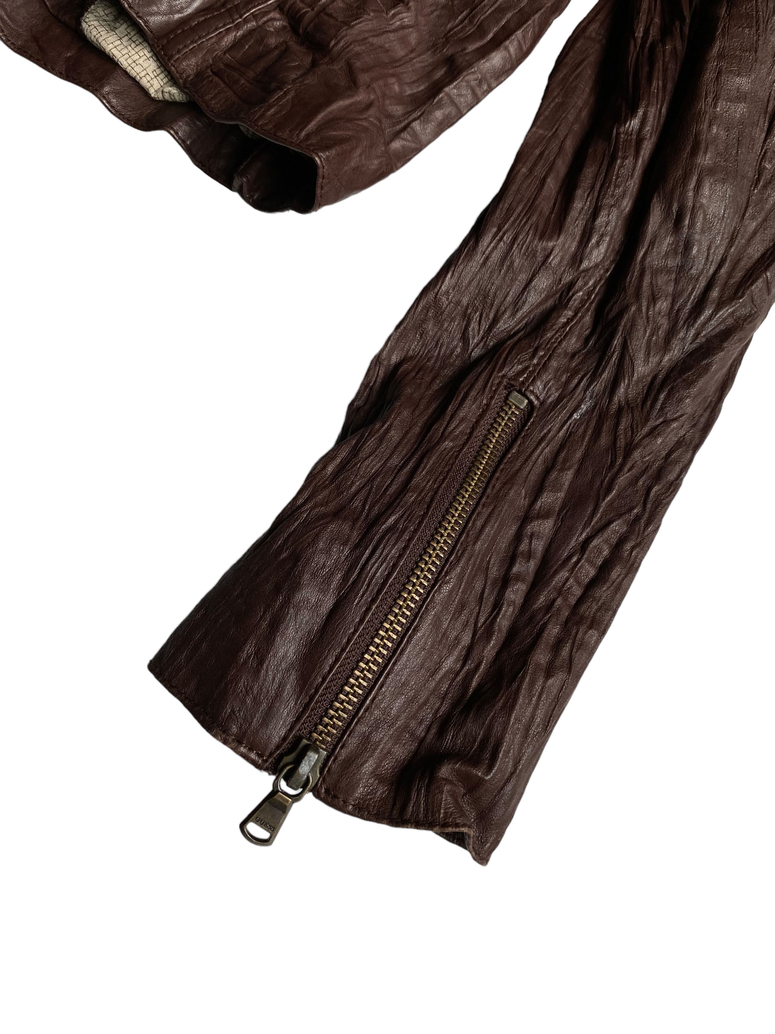 Guess GUESS Brown Leather Biker Moto Jacket (XS) Size XS / US 0-2 / IT 36-38 - 6 Thumbnail