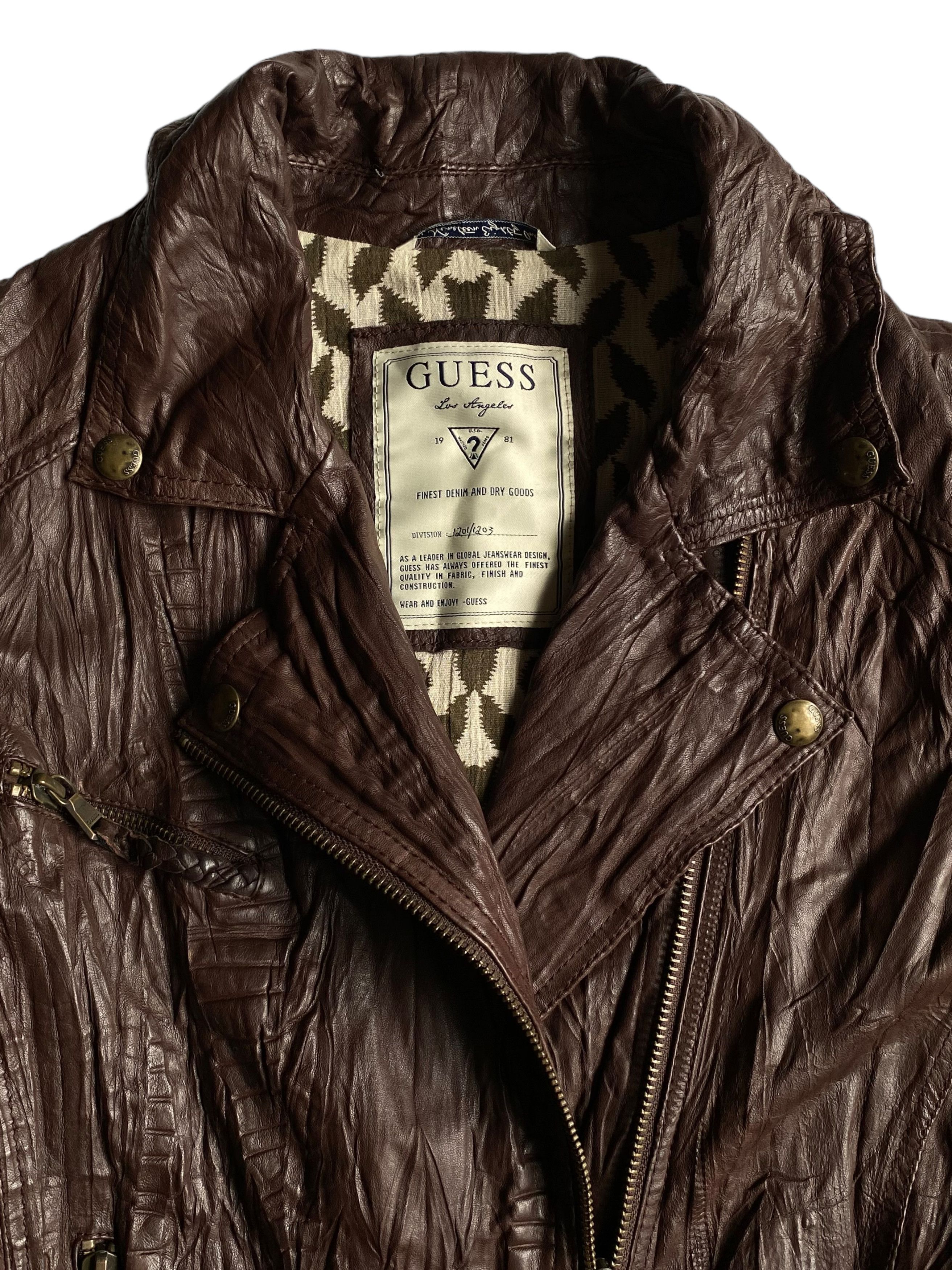 Guess GUESS Brown Leather Biker Moto Jacket (XS) Size XS / US 0-2 / IT 36-38 - 5 Thumbnail