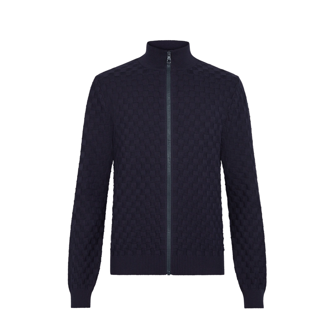Damier Signature Zip-Through Cardigan