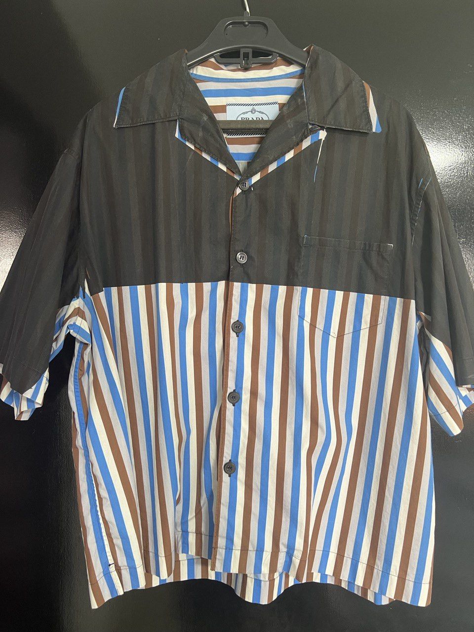 Prada Prada Striped Short Sleeve Shirt in Blue Size US L / EU 52-54 / 3 - 1 Thumbnail