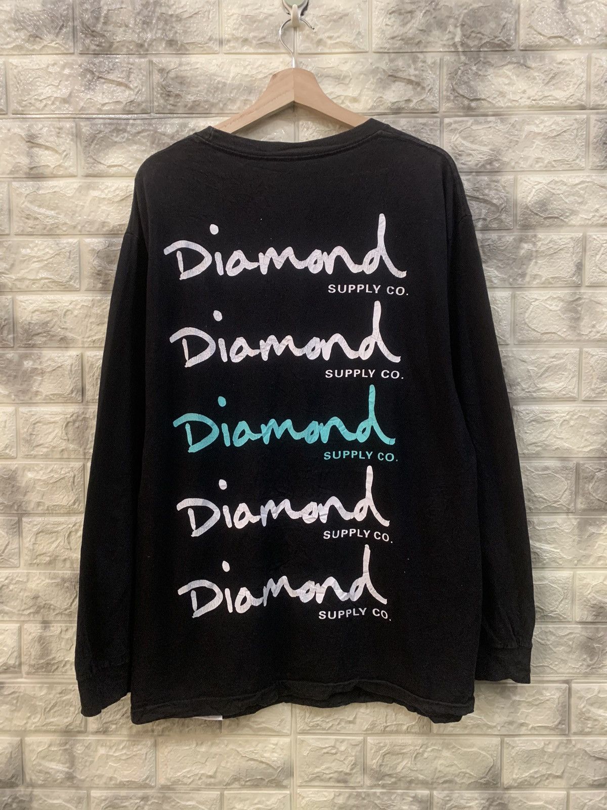 image of Diamond Supply Co x Vintage Diamond Big Logo Black Shirt, Men's (Size Large)