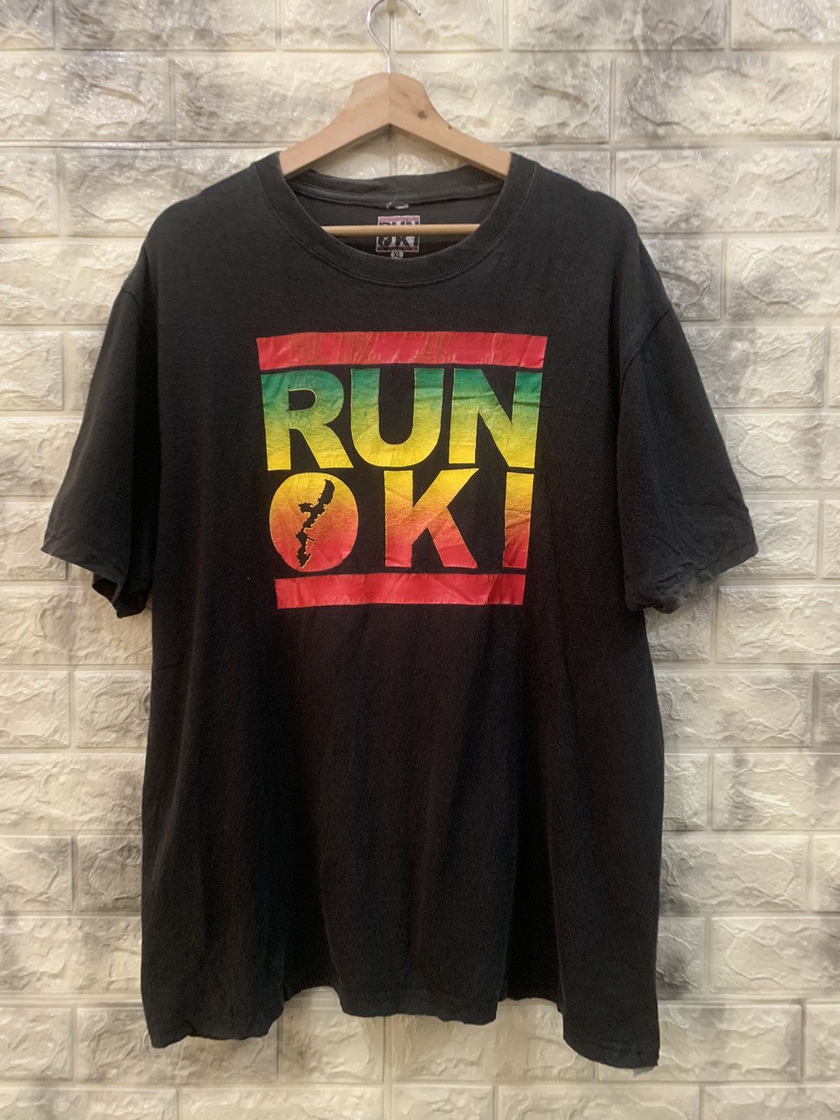 image of Vintage Run Okinawa Faded Black Tees, Men's (Size XL)