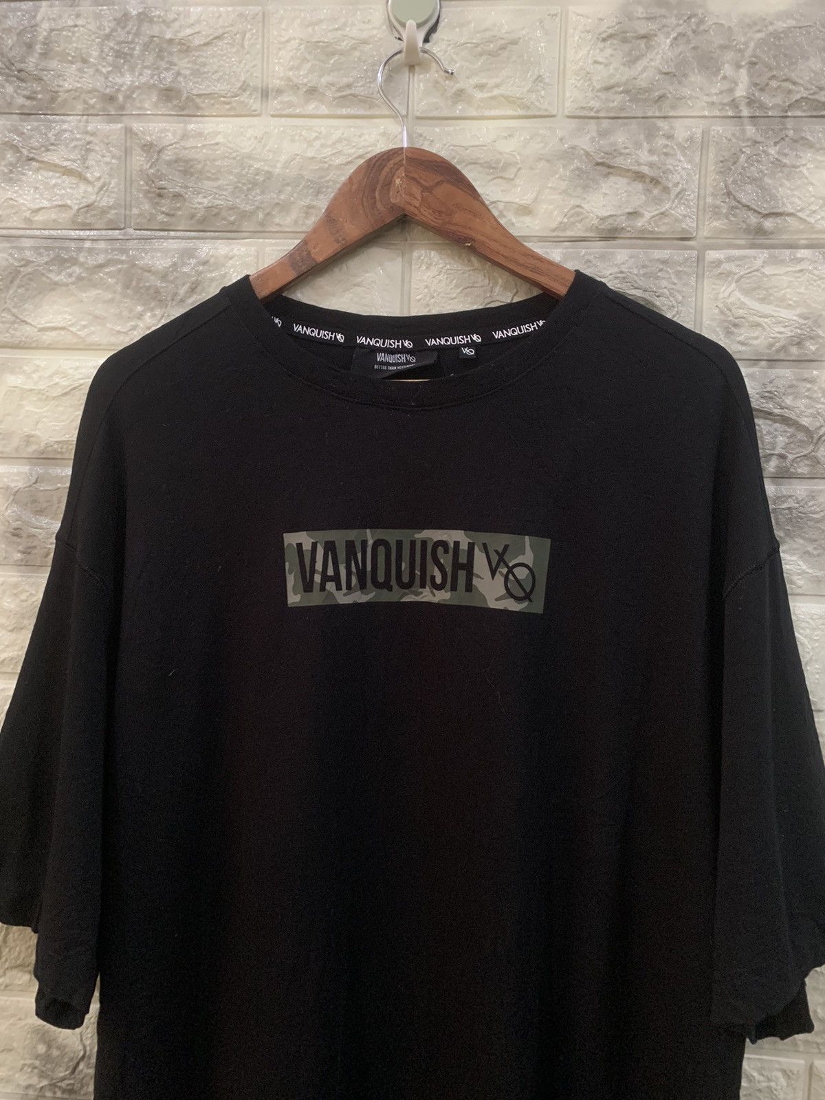 image of Vanquish Camo Box Logo Black Tees, Men's (Size Medium)