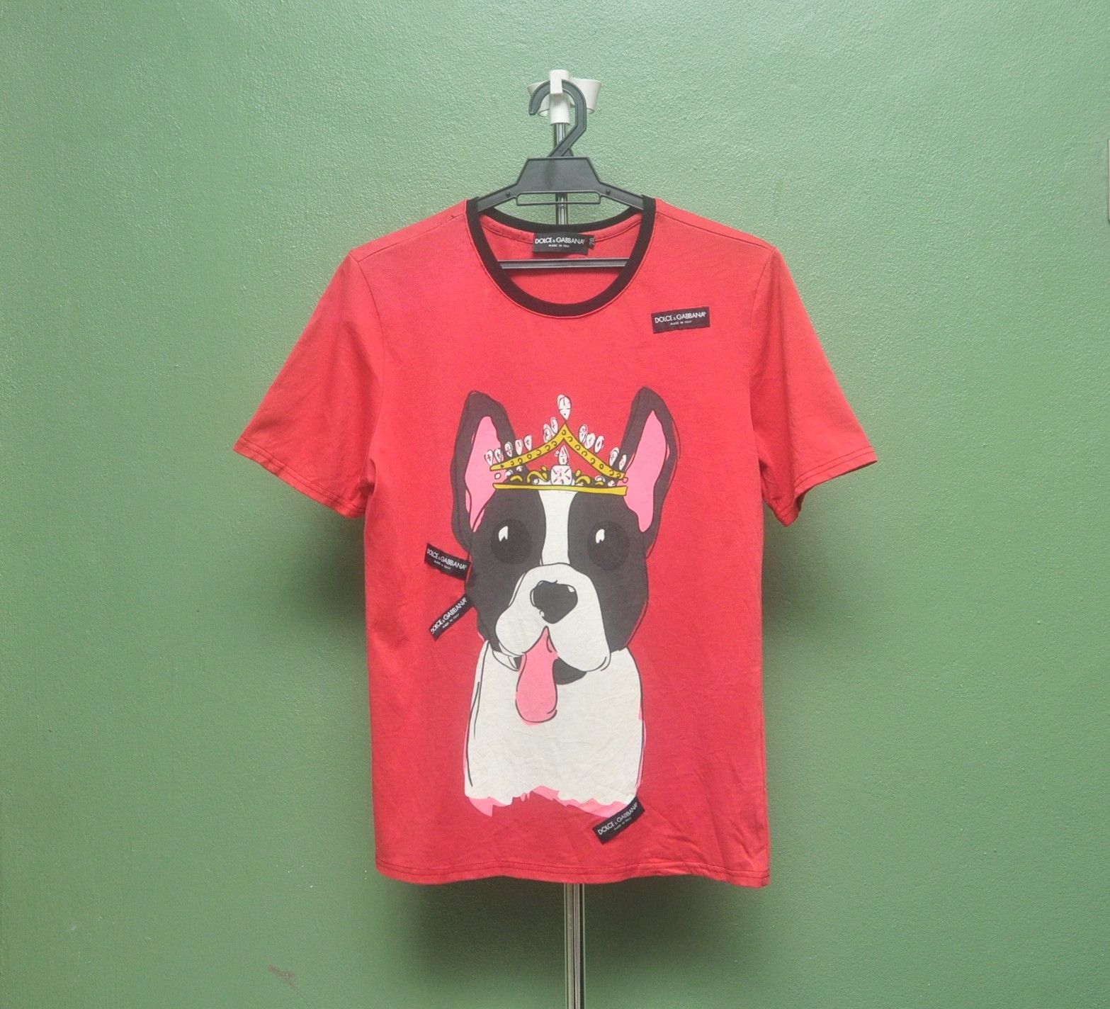 image of Vintage Dolce & Gabanna D&g Big Face Logo Shirt in Red, Men's (Size Medium)