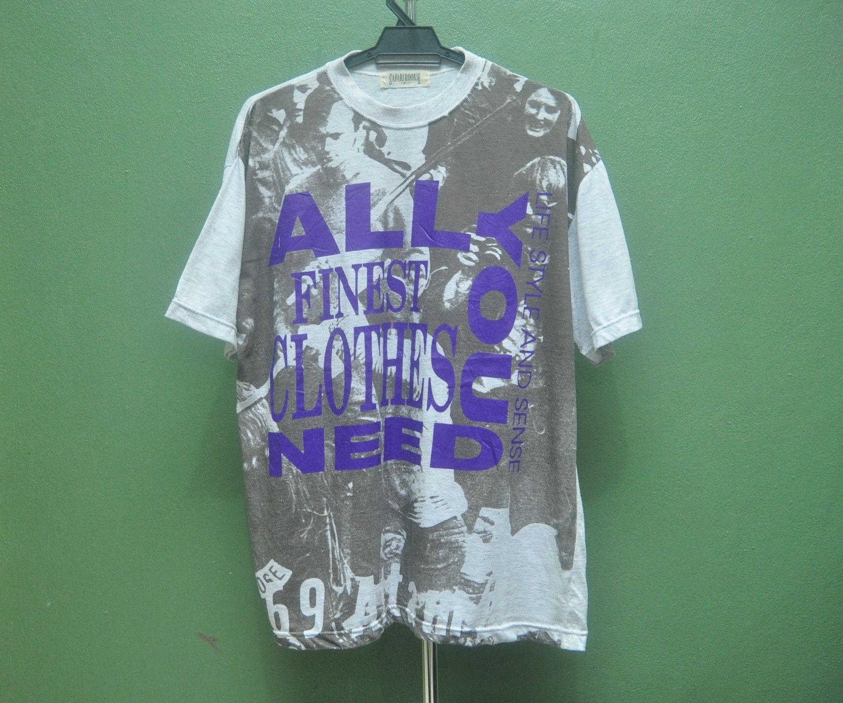 image of Vintage Safari Rookie All Finest Clothes Need You Full Print Shirt in White, Men's (Size Large)