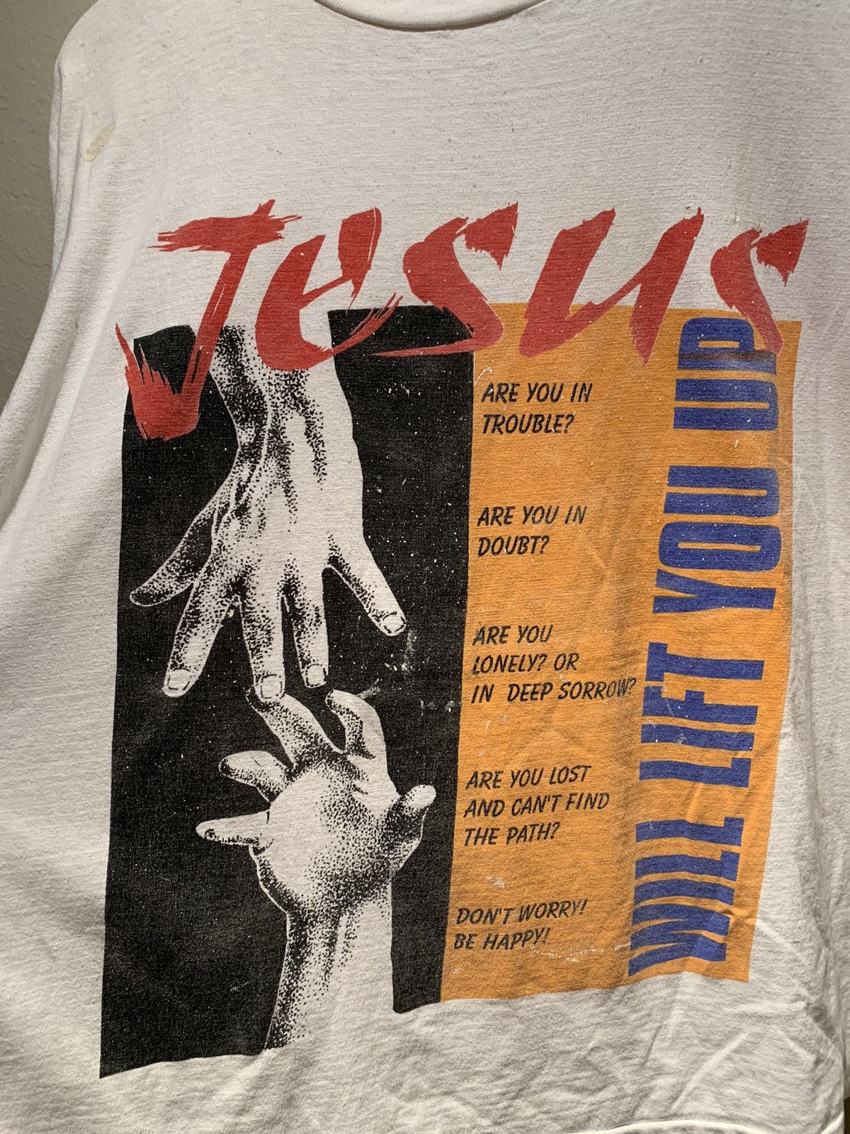 Other × Vintage RARE Vintage Jesus Will Lift You Up Boxy Single Stitch Shirt Size US XL / EU 56 / 4 - 2 Thumbnail