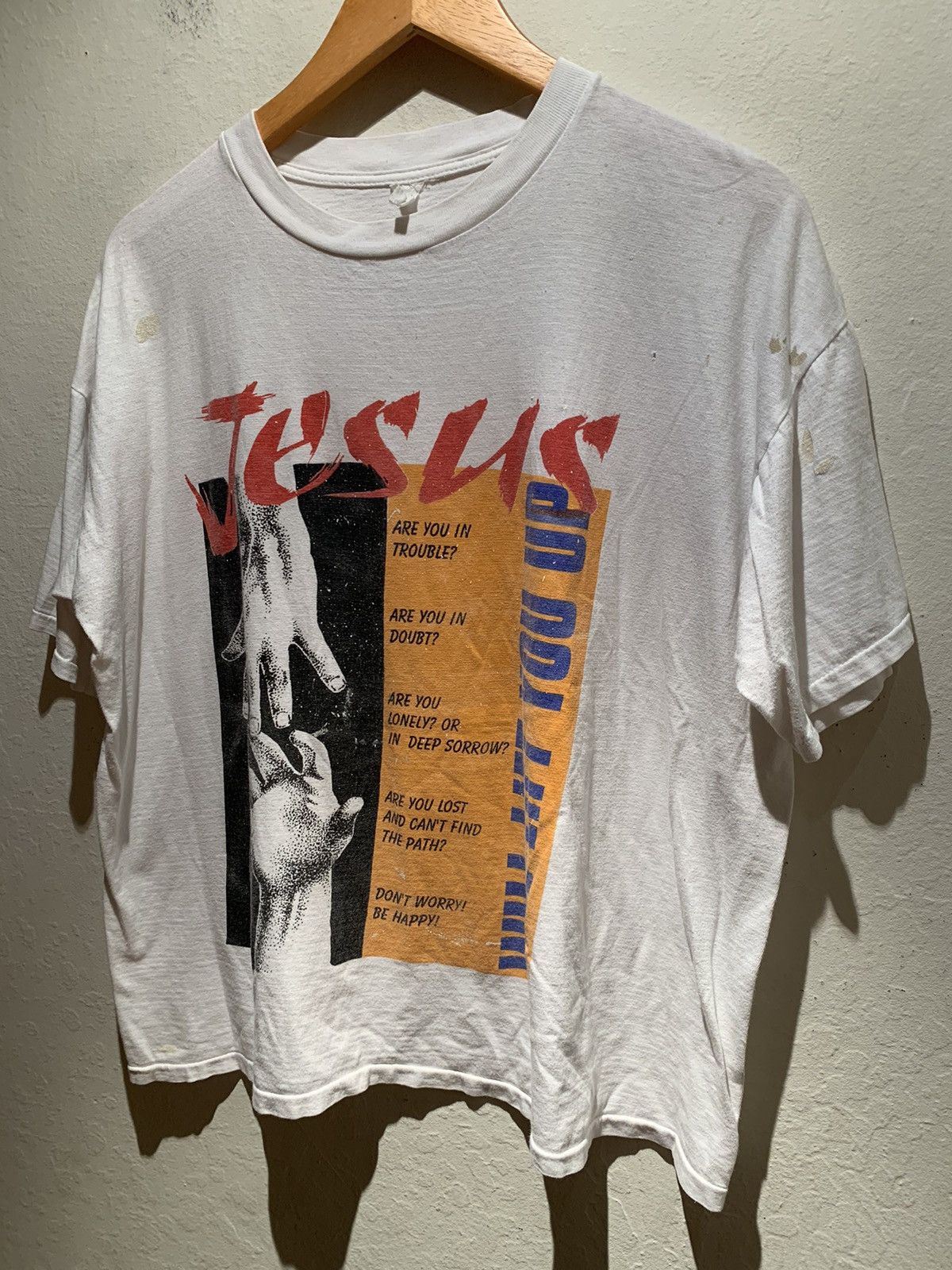 Other × Vintage RARE Vintage Jesus Will Lift You Up Boxy Single Stitch Shirt Size US XL / EU 56 / 4 - 1 Thumbnail