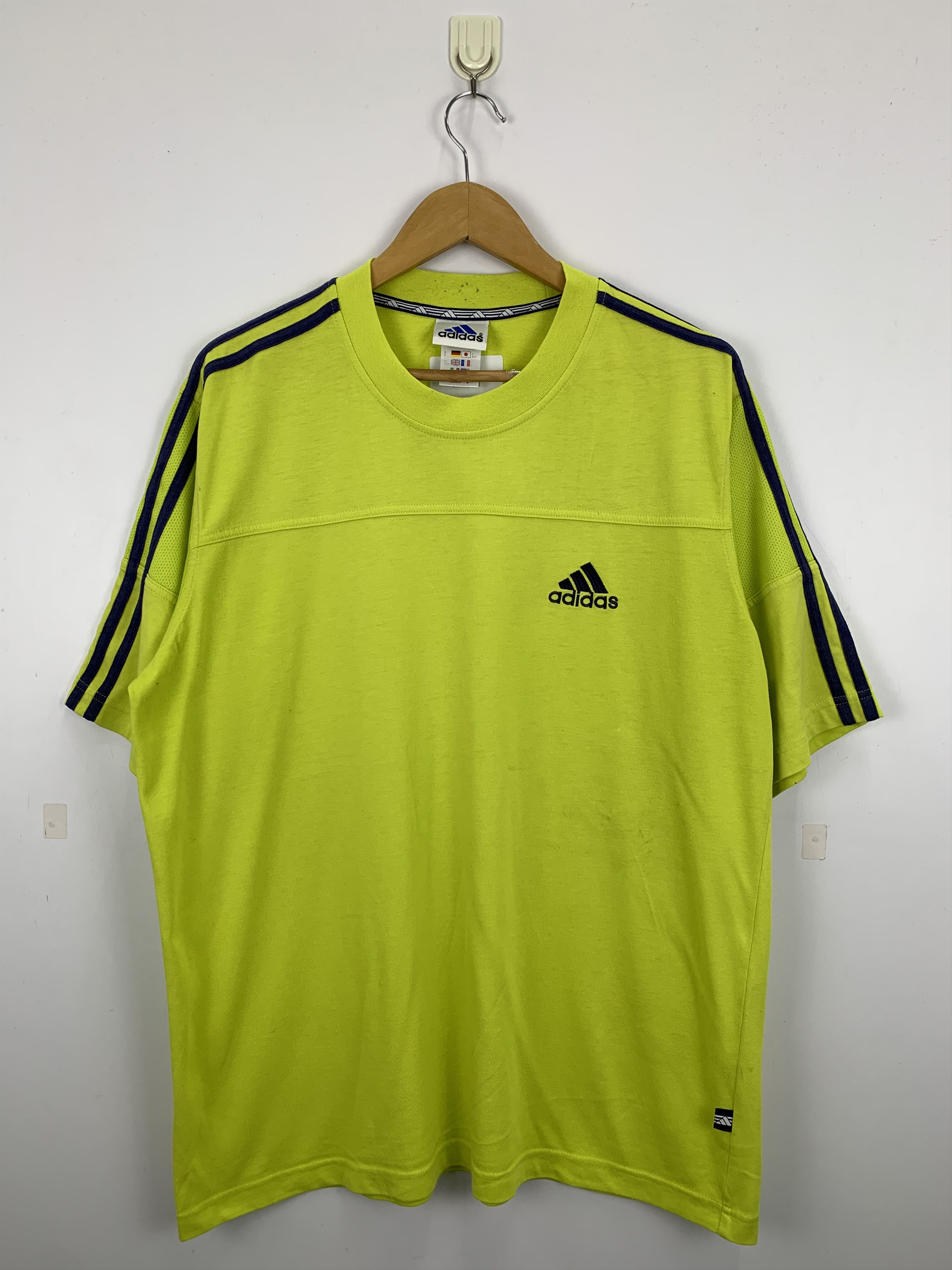 Adidas × Vintage Vintage 90s Adidas Neon Jersey TA0226 Size US L / EU 52-54 / 3 - 1 Thumbnail