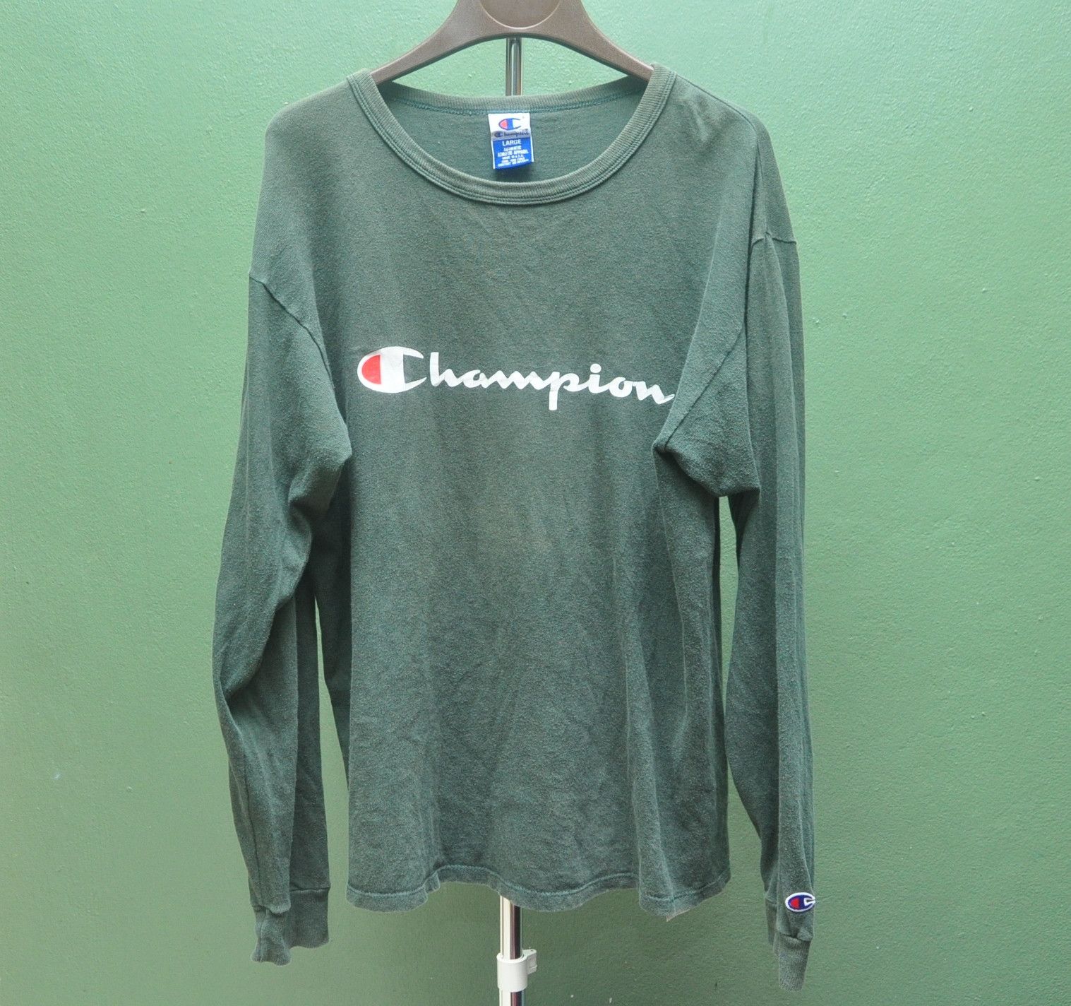 Champion × Designer × Japanese Brand Vintage Champion Big Logo Long Sleeve Shirt Size US L / EU 52-54 / 3 - 1 Thumbnail