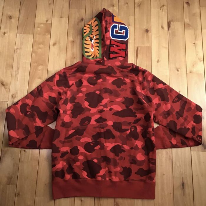 BAPE Swarovski Shark full zip hoodie Red x 1st camo green A Bathing Ape  Size L 