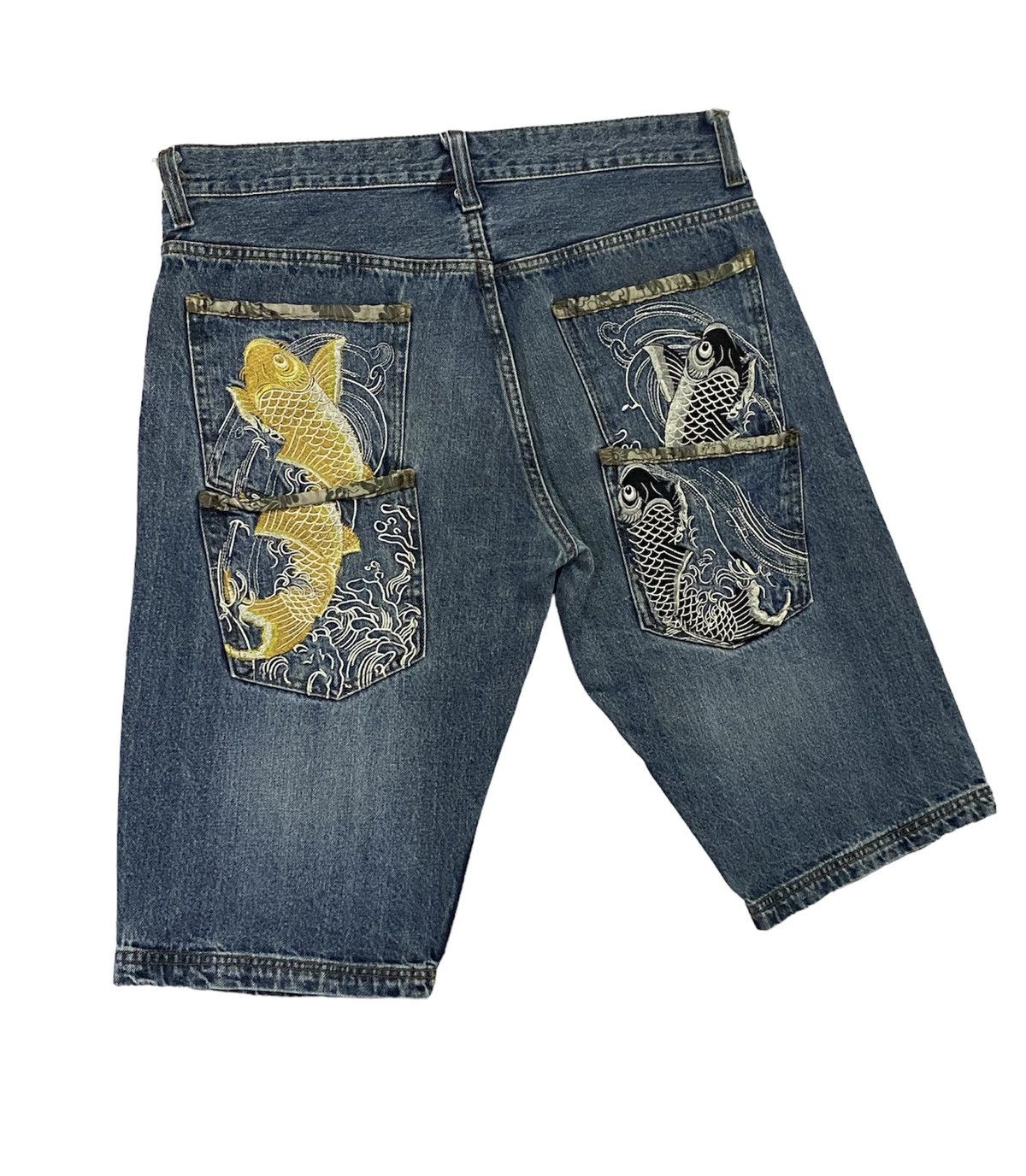 Japanese Brand Japanese Brand Koi Fish Embroidery Multi Pocket Shorts Jeans Size US 36 / EU 52 - 19 Thumbnail