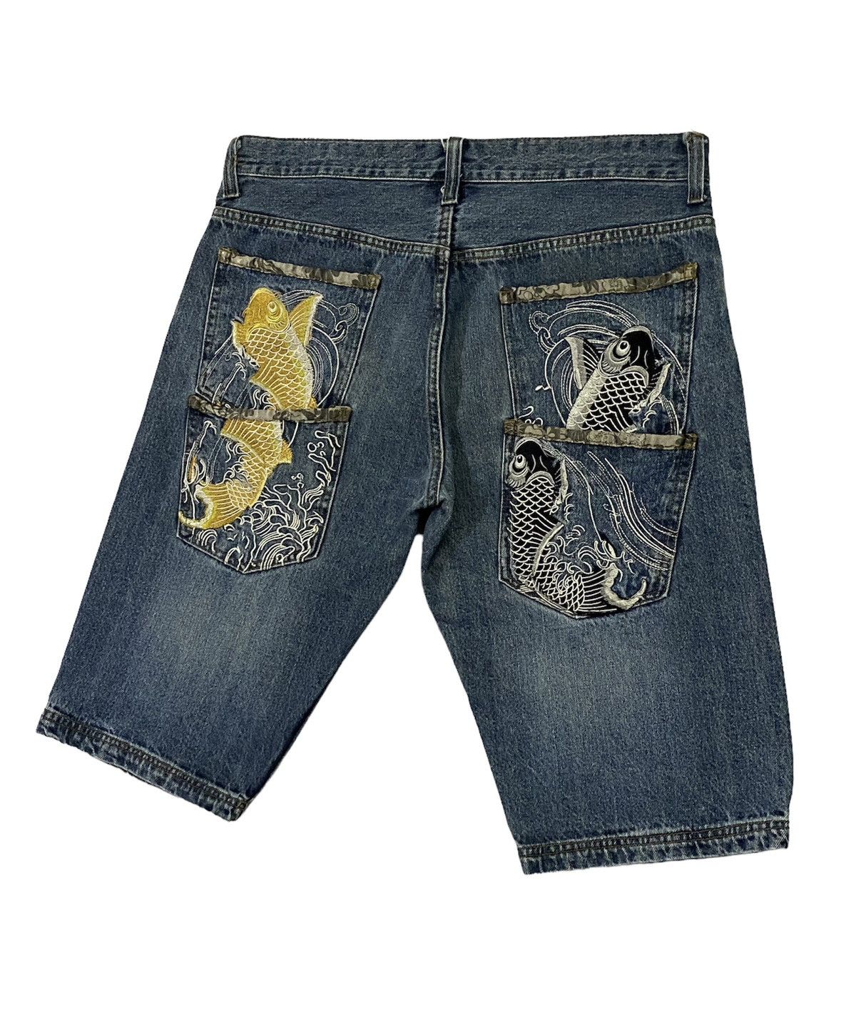 Japanese Brand Japanese Brand Koi Fish Embroidery Multi Pocket Shorts Jeans Size US 36 / EU 52 - 18 Thumbnail