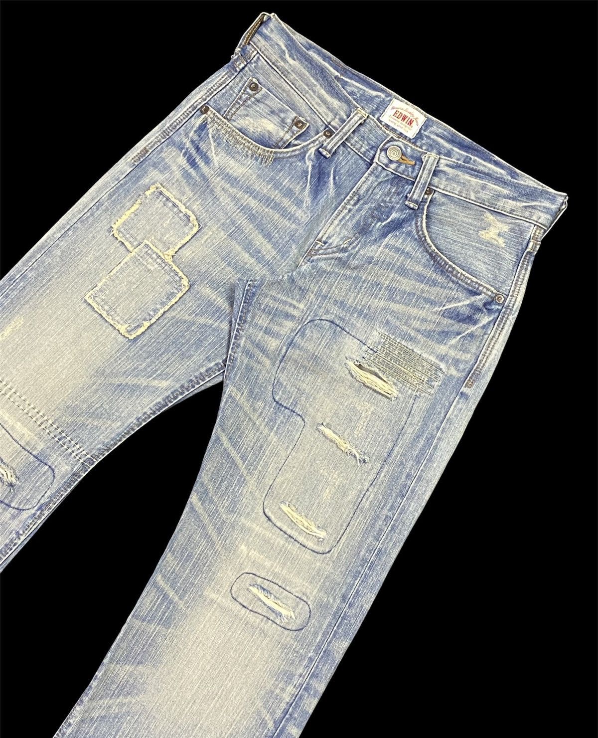 Edwin × Japanese Brand Nice Design‼️Edwin Ripped Distressed Denim Pants Size US 31 - 17 Thumbnail