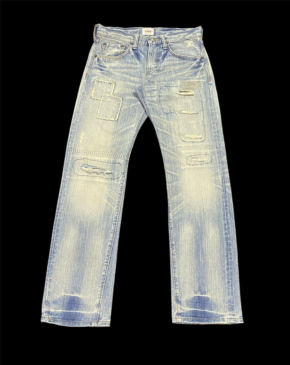Edwin × Japanese Brand Nice Design‼️Edwin Ripped Distressed Denim Pants Size US 31 - 2 Thumbnail