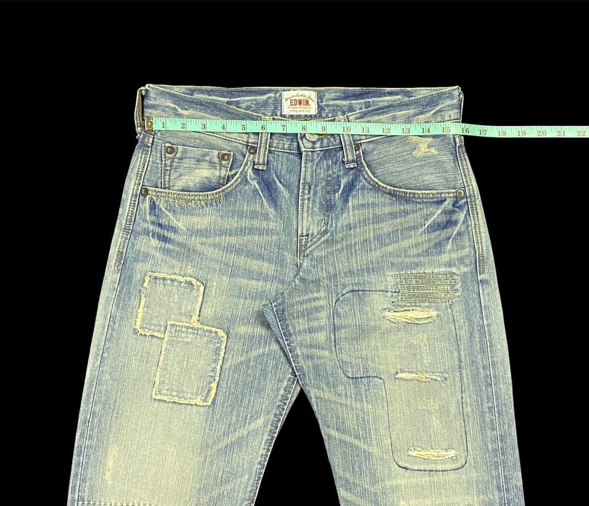 Edwin × Japanese Brand Nice Design‼️Edwin Ripped Distressed Denim Pants Size US 31 - 4 Thumbnail