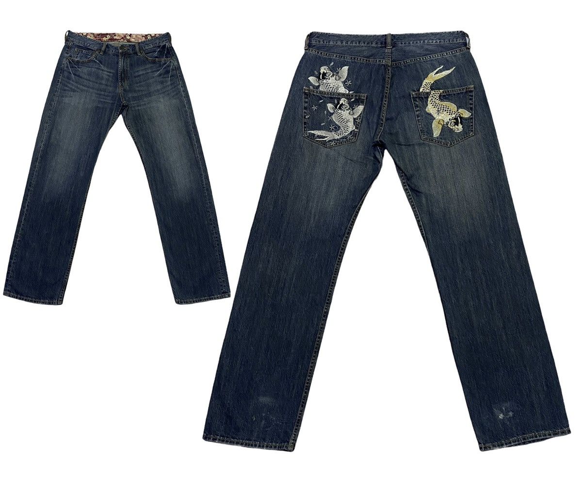Japanese Brand Japanese Brand Koi Fish Embroidered Design Size US 34 / EU 50 - 1 Thumbnail