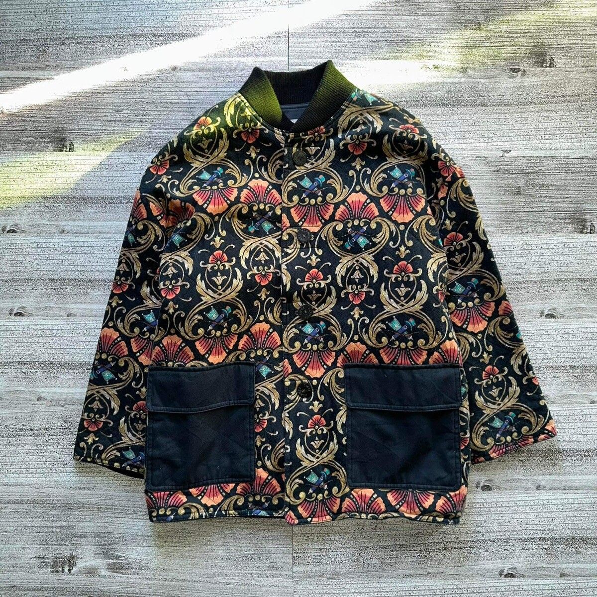 image of Vintage Hermes Quilted Silk Jackets in Pattern, Men's (Size XL)