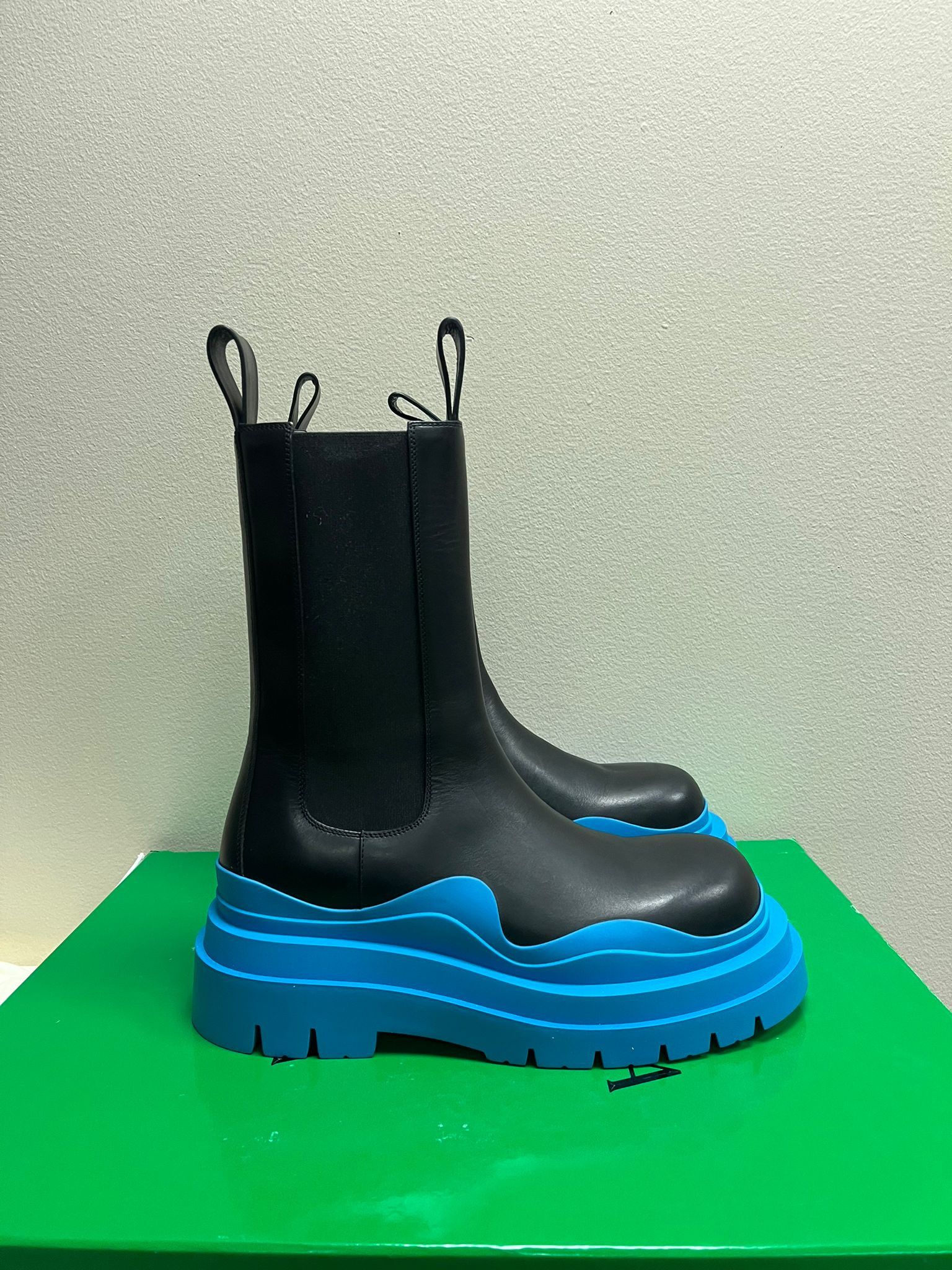 image of Bottega Veneta Bv Tire Boots High Top In Military Calf In Black - Am Am in Black/Am Am (Size 12)