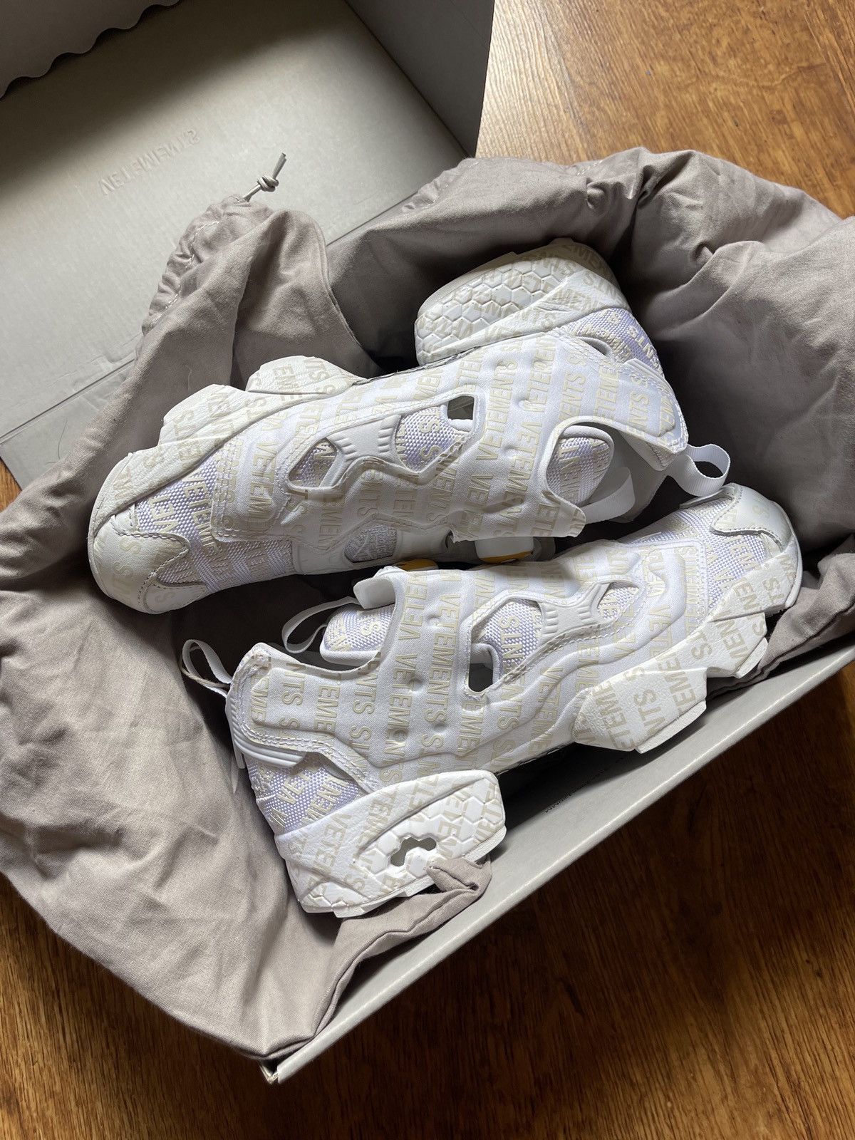 image of Reebok x Vetements Instapump Fury OG Emoji Shoes in White, Men's (Size 7)