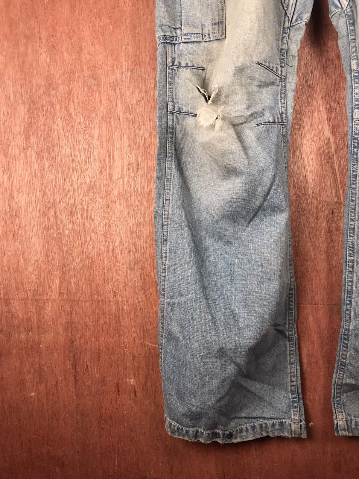Blue Blue Japan DL Blue Blue Japan Distress Denim cargo Pants #2285 DL Size US 32 / EU 48 - 2 Thumbnail