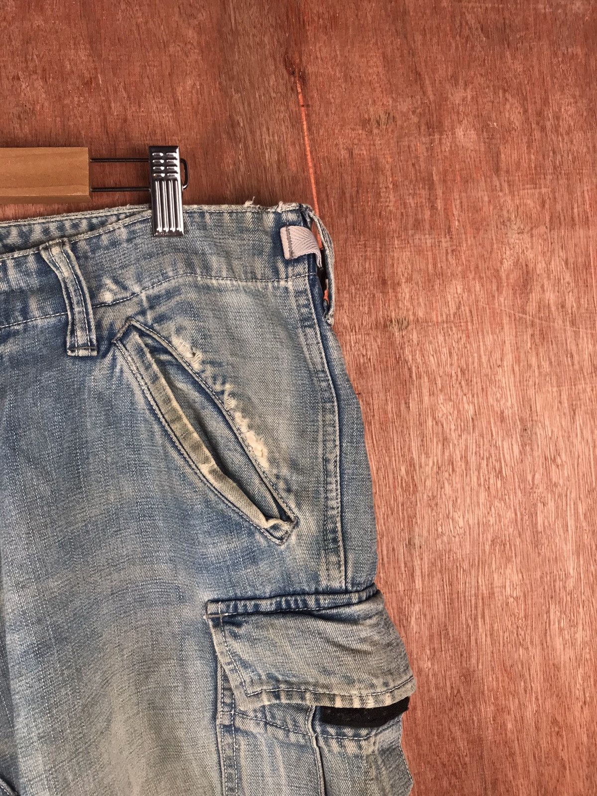Blue Blue Japan DL Blue Blue Japan Distress Denim cargo Pants #2285 DL Size US 32 / EU 48 - 7 Thumbnail