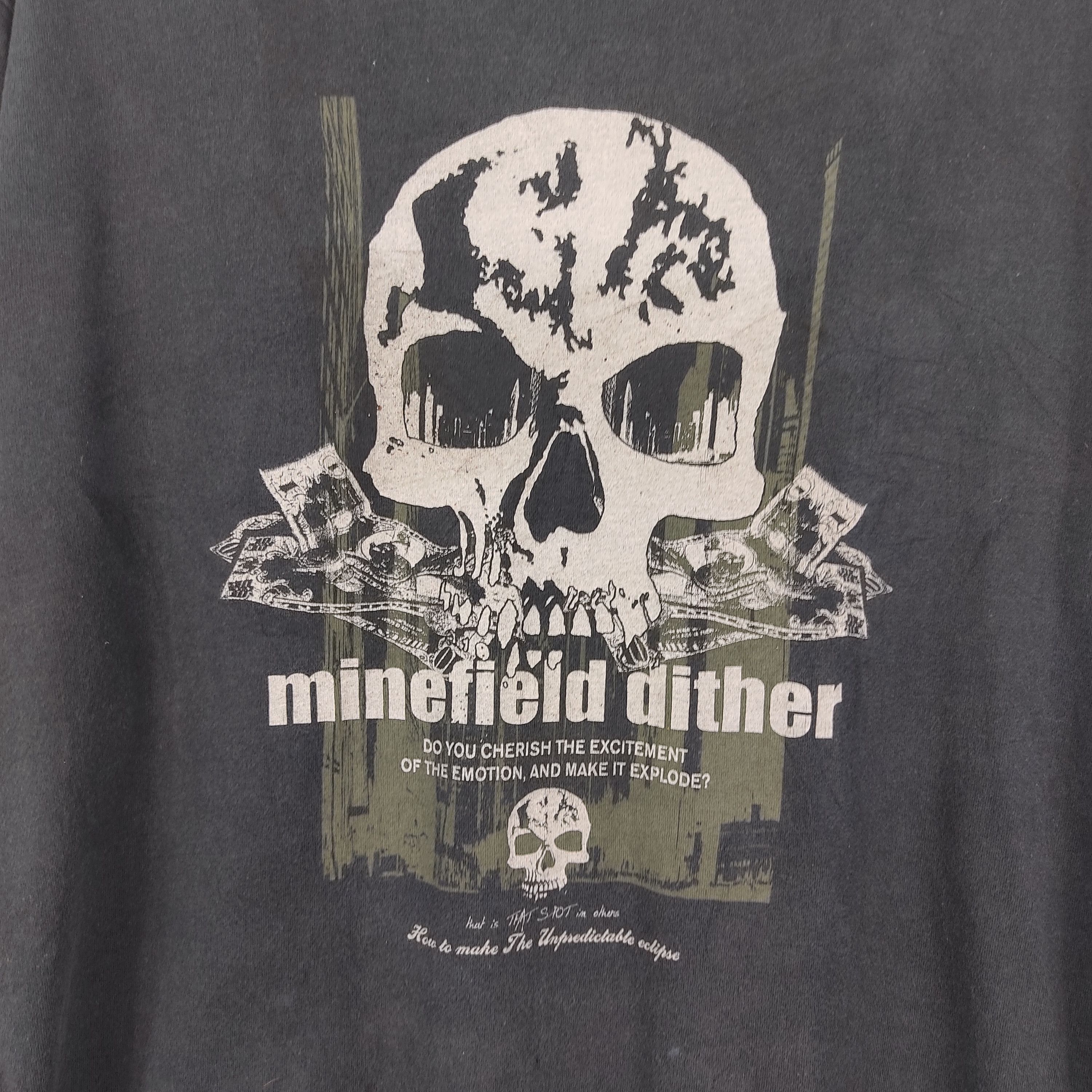 Japanese Brand × Vintage Vintage Minefield Dither Skull Long Sleeve T-Shirt Size US XL / EU 56 / 4 - 2 Thumbnail