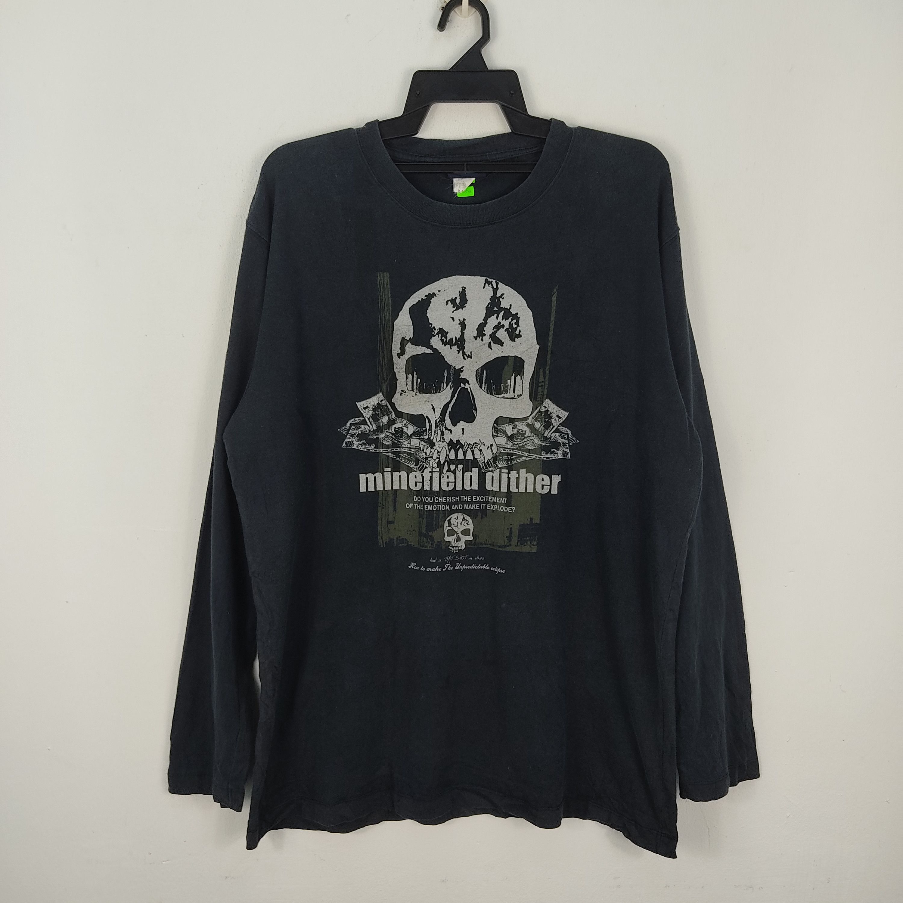 Japanese Brand × Vintage Vintage Minefield Dither Skull Long Sleeve T-Shirt Size US XL / EU 56 / 4 - 1 Thumbnail