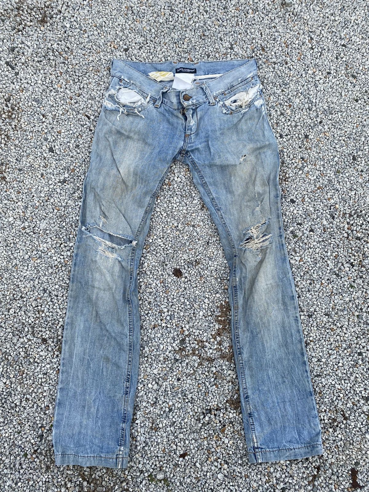 Dolce & Gabbana Thrashed Dolce & Gabbana 10 Gold Jeans -46- Size 34" / US 12 / IT 48 - 1 Thumbnail