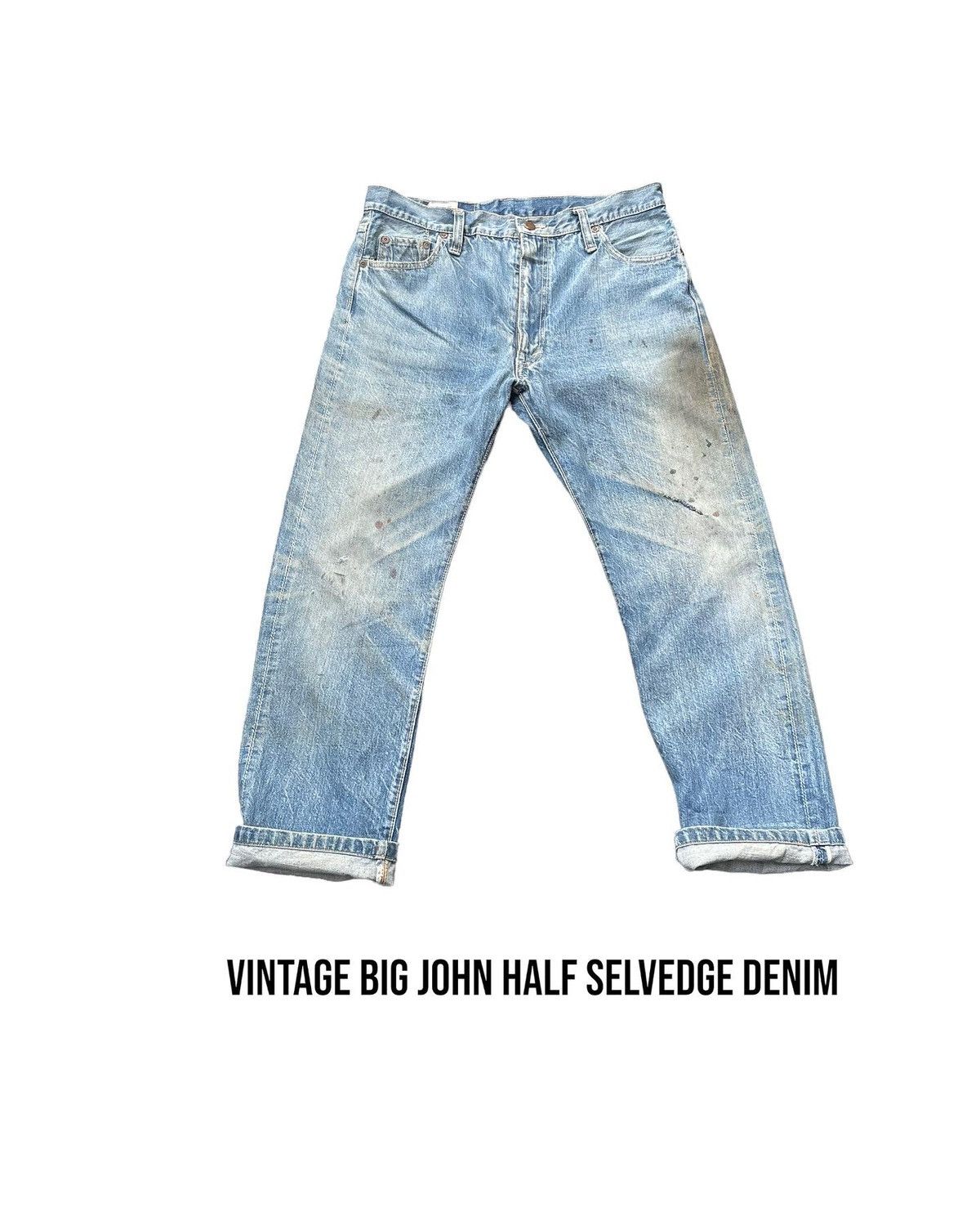 Big John Vintage Big John Half Selvedge Distresed Denim Size US 34 / EU 50 - 1 Thumbnail