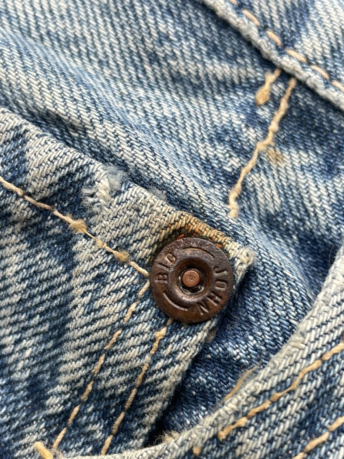 Big John Vintage Big John Half Selvedge Distresed Denim Size US 34 / EU 50 - 21 Thumbnail