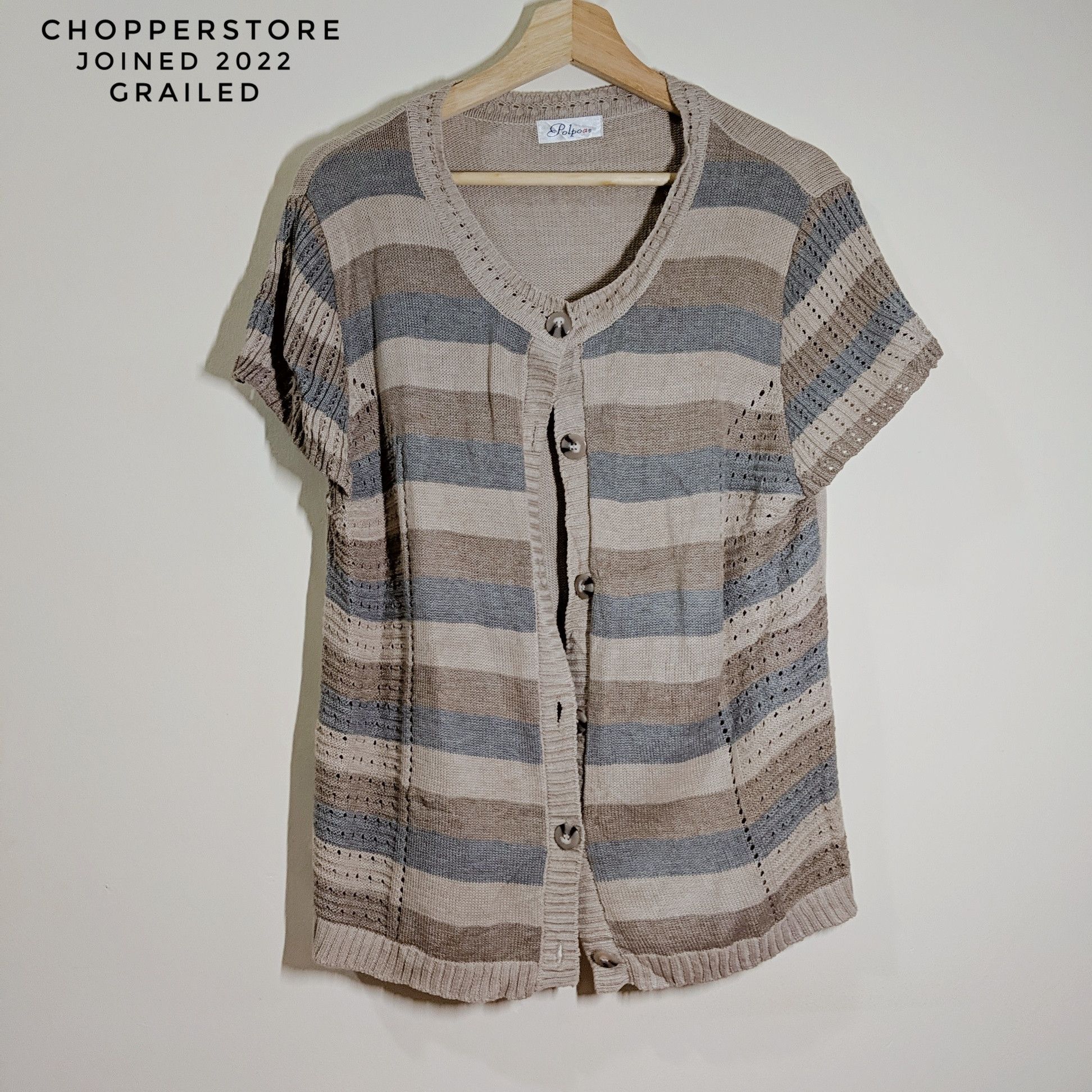 Japanese Brand Vintage Short Sleeve Stripe Polpoa Knitwear Size US M / EU 48-50 / 2 - 1 Thumbnail