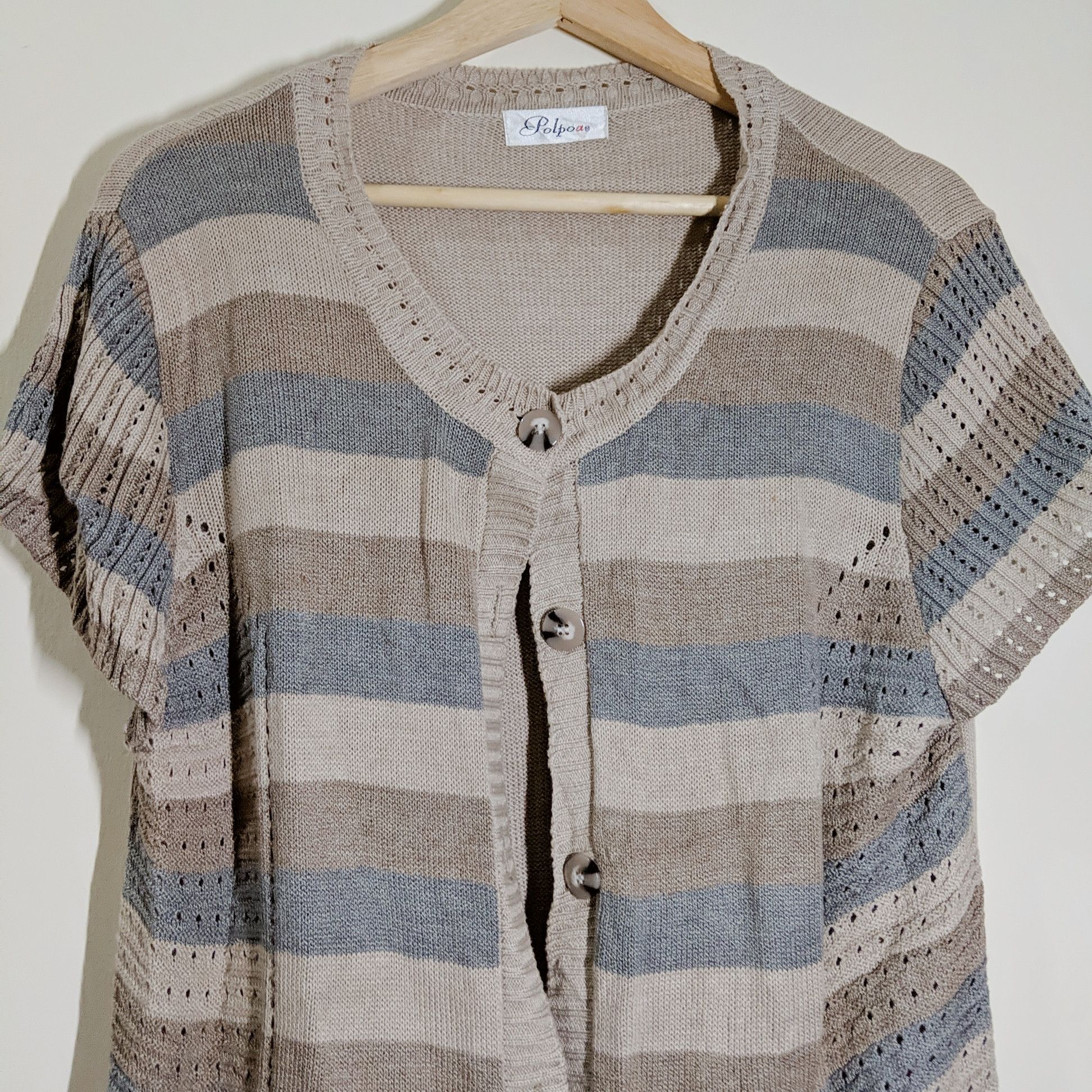 Japanese Brand Vintage Short Sleeve Stripe Polpoa Knitwear Size US M / EU 48-50 / 2 - 10 Thumbnail