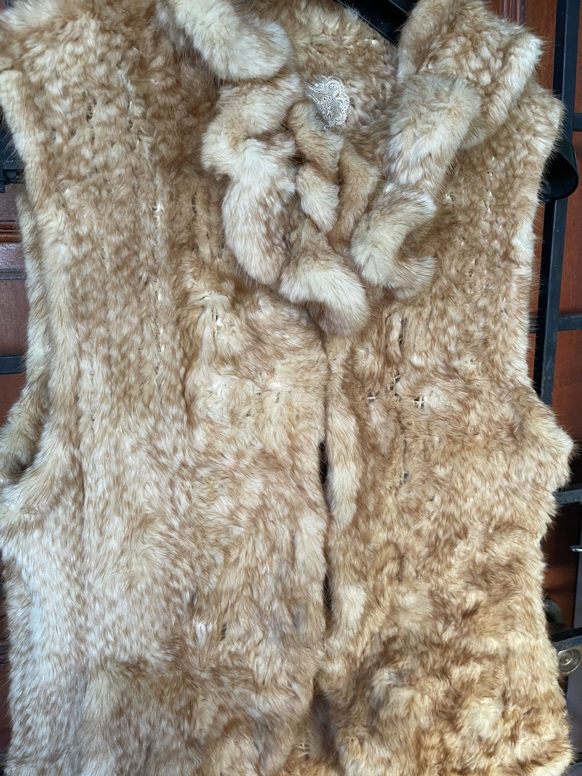 Vera Pelle Rare luxury style MINK FUR ROSES VEST Size 46L - 3 Thumbnail